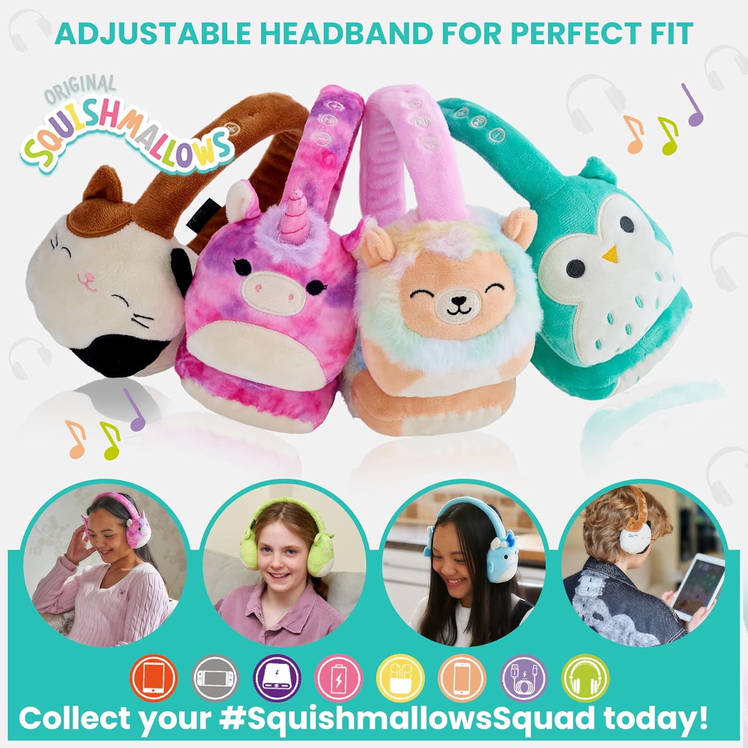 Lazerbuilt Squishmallows Tatiana the Dragon – Λούτρινα Ασύρματα Παιδικά Ακουστικά με Μικρόφωνο