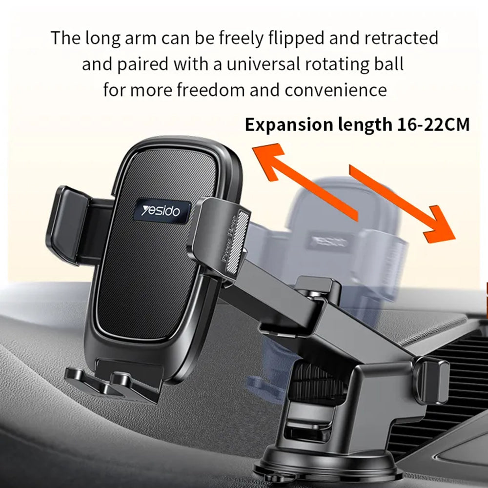 Yesido - Car Holder (C262) - Gravity Grip, for Dashboard and Windshield - Black