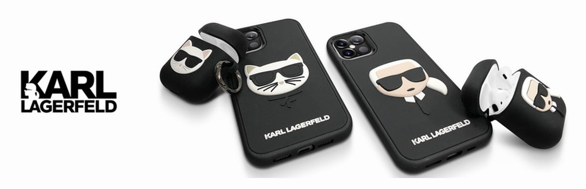 Karl Lagerfeld Ikonik Wireless Magsafe Desk Charger Pad Μοντέρνος Διπλός Ασύρματος Φορτιστής Qi 15W για smartphone σε μαύρο