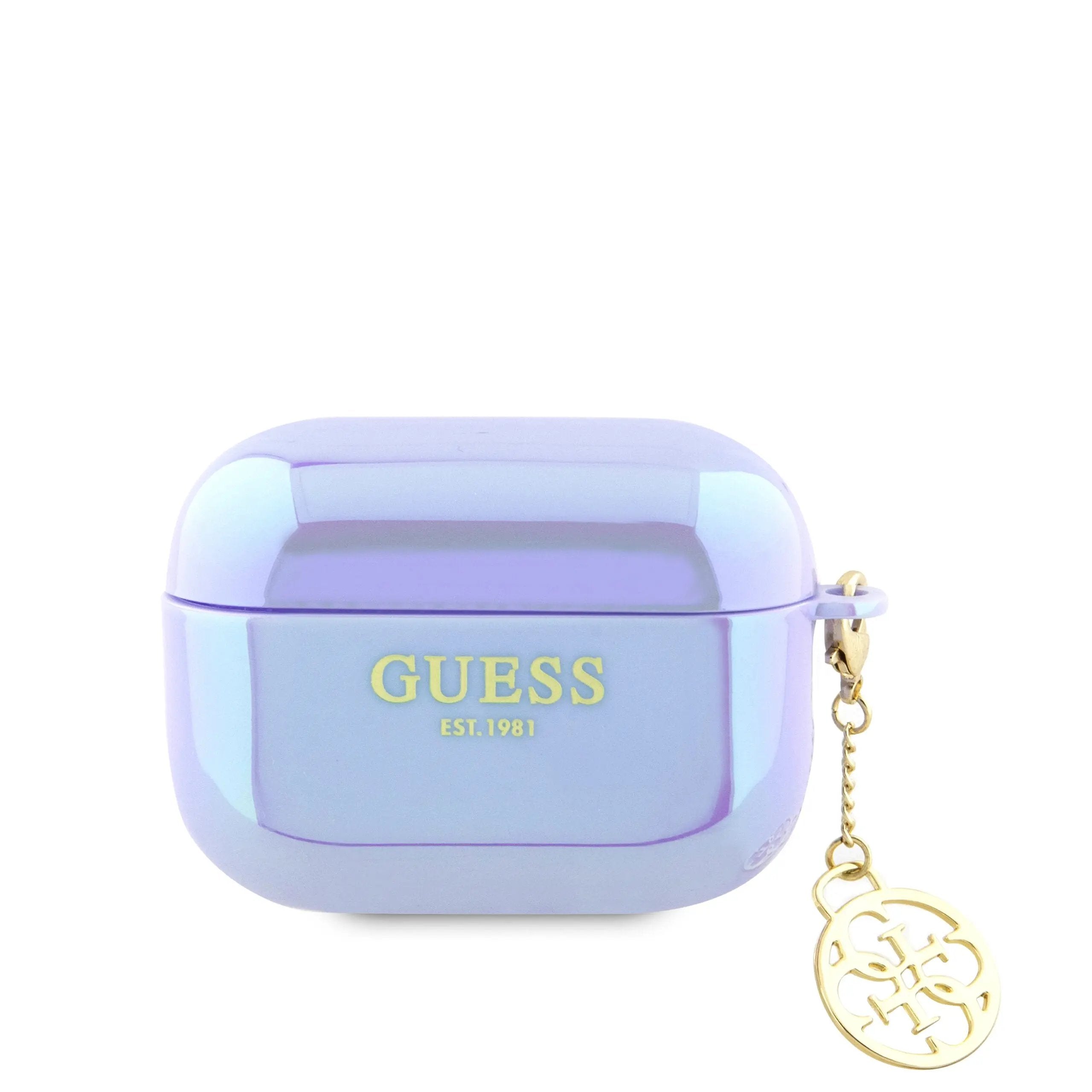 Guess "4G Logo Collection" Charm Θήκη προστασίας απο Σιλικόνη για Apple Airpods Pro 2 με χρυσό κρεμαστό στολίδι (Iridescent Purple) – PhoneBazaar