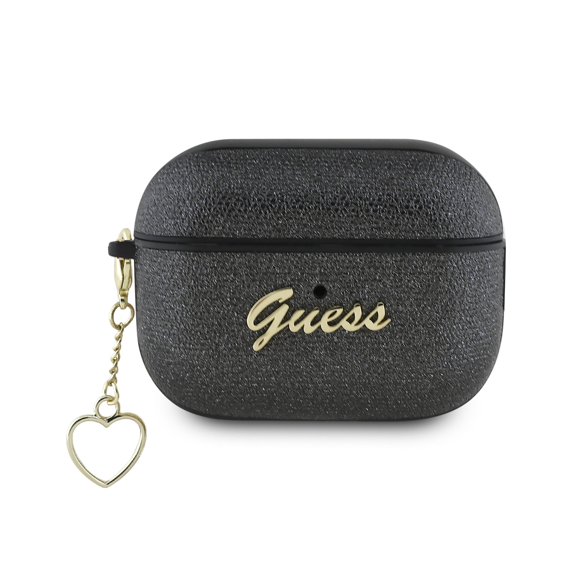Guess “4G Charm Collection” Θήκη προστασίας απο Σιλικόνη για Apple Airpods Pro 2 με χρυσό κρεμαστό στολίδι σε σχήμα καρδιάς (Μαύρο) – PhoneBazaar
