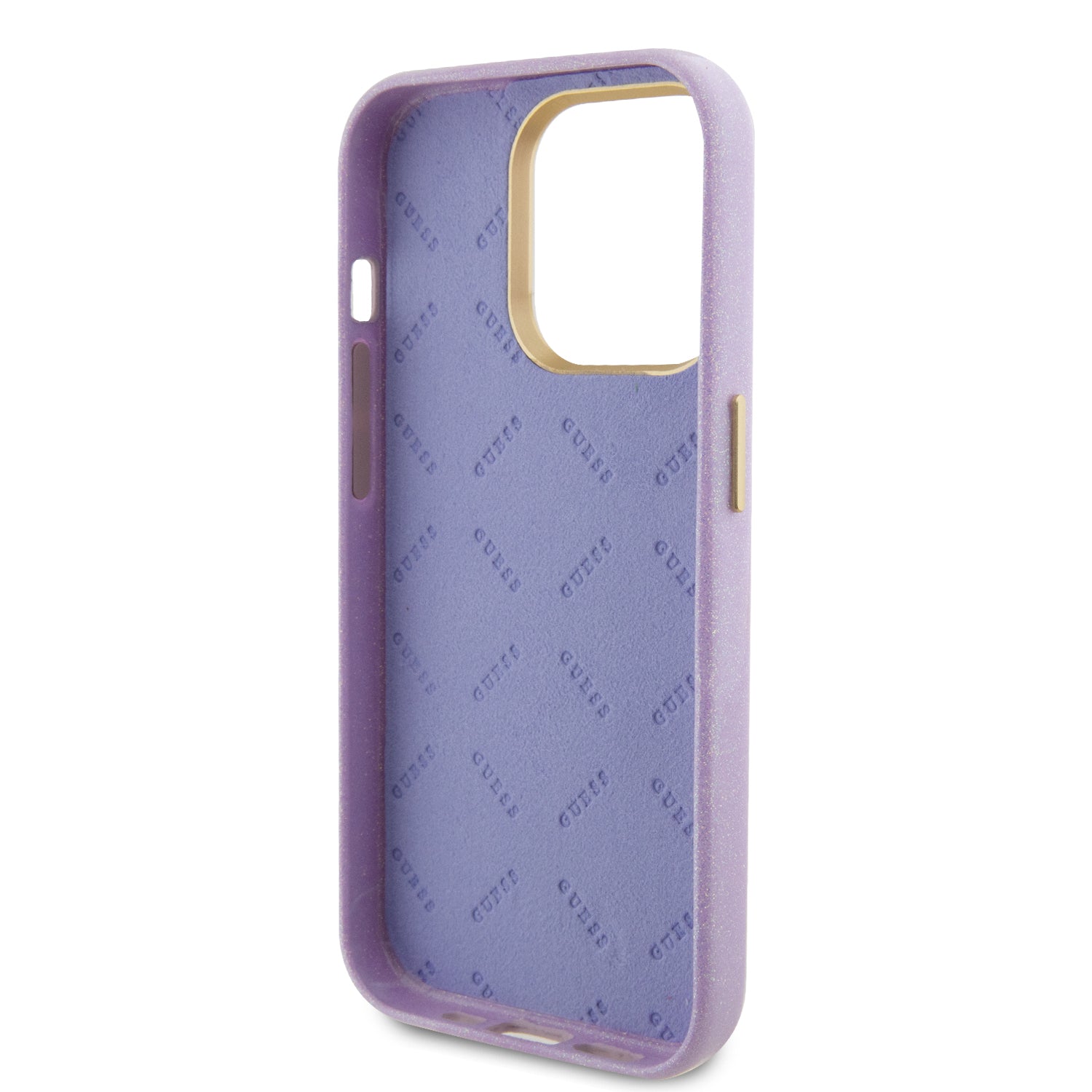 Guess Glitter Full Wrapped Glossy Case with Vintage Script Logo Θήκη προστασίας από σιλικόνη – iPhone 15 Pro (Glitter Lilac – GUHCP15LPGMCSL)