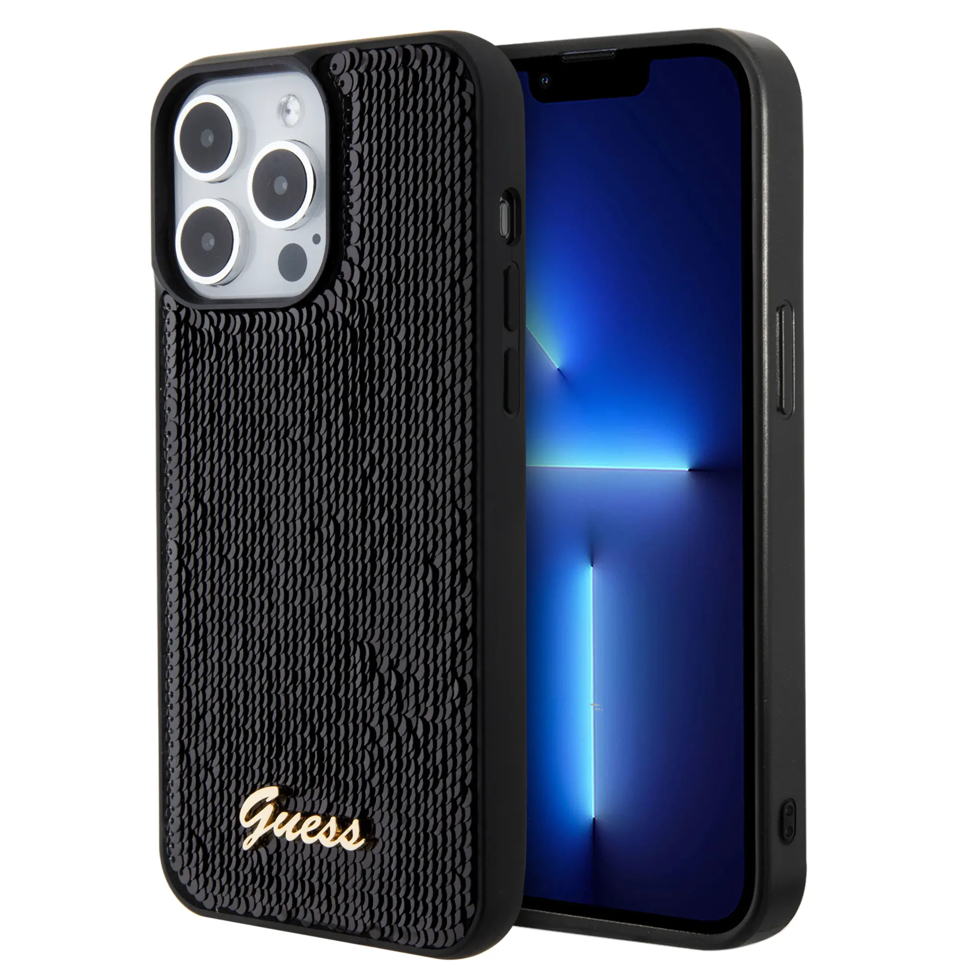 Guess "Sequin Script Metal" Hard Case iPhone 15 Pro (Black – GUHCP15LPSFDGSK) – PhoneBazaar