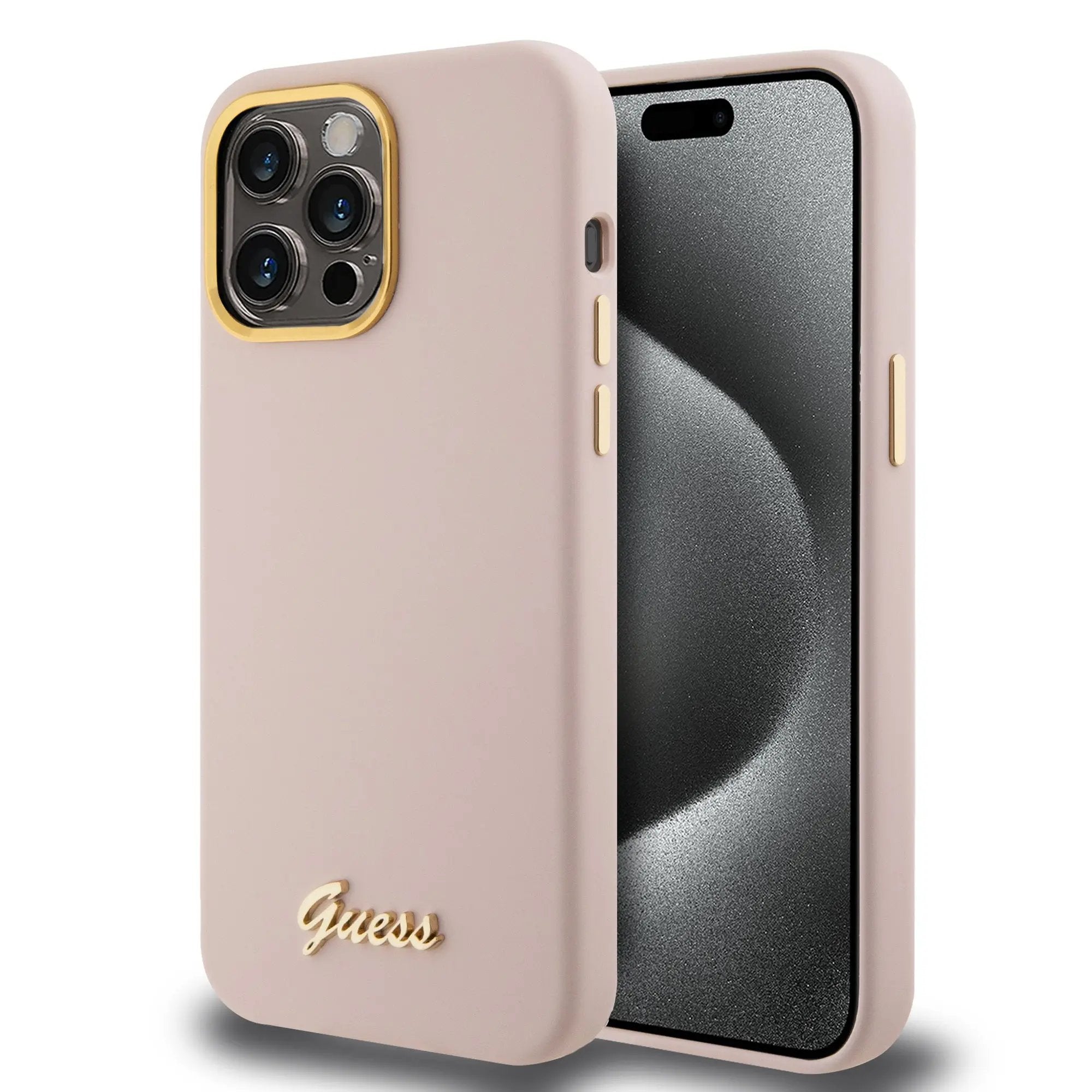 Guess “Vintage Script Gold Logo Collection” Σκληρή Θήκη προστασίας από σιλικόνη – Apple iPhone 15 Pro Max (Ροζ – GUHCP15XSMBSLP) – PhoneBazaar