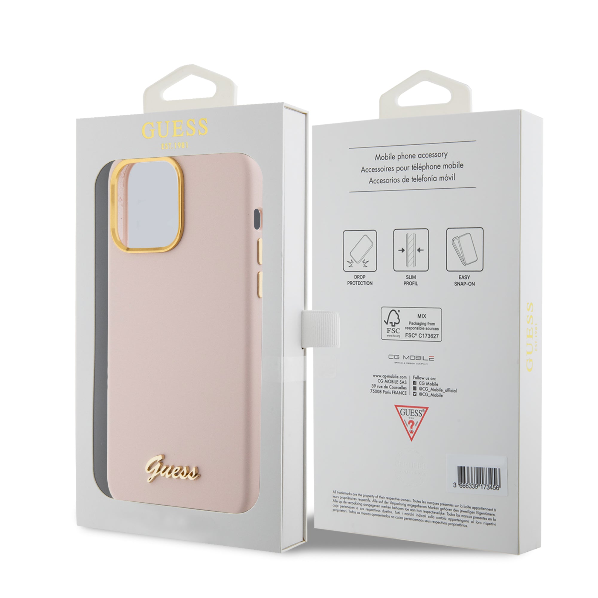 Guess “Vintage Script Gold Logo Collection” Σκληρή Θήκη προστασίας από σιλικόνη – Apple iPhone 15 Pro Max (Ροζ – GUHCP15XSMBSLP)