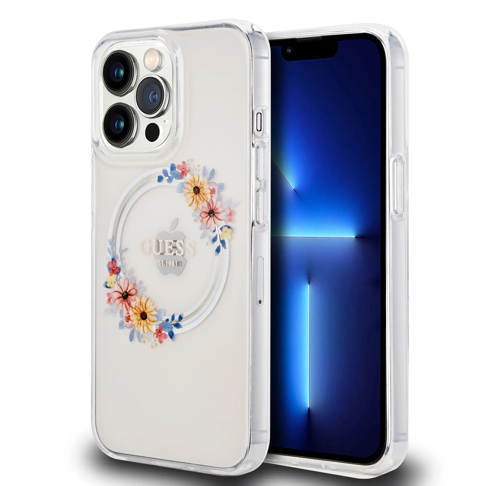 Guess “Flowers Wreath Collection” MagSafe Hard Case Θήκη προστασίας από σκληρό πλαστικό – iPhone 13 Pro (Διάφανο – GUHMP13LHFWFCT) – PhoneBazaar
