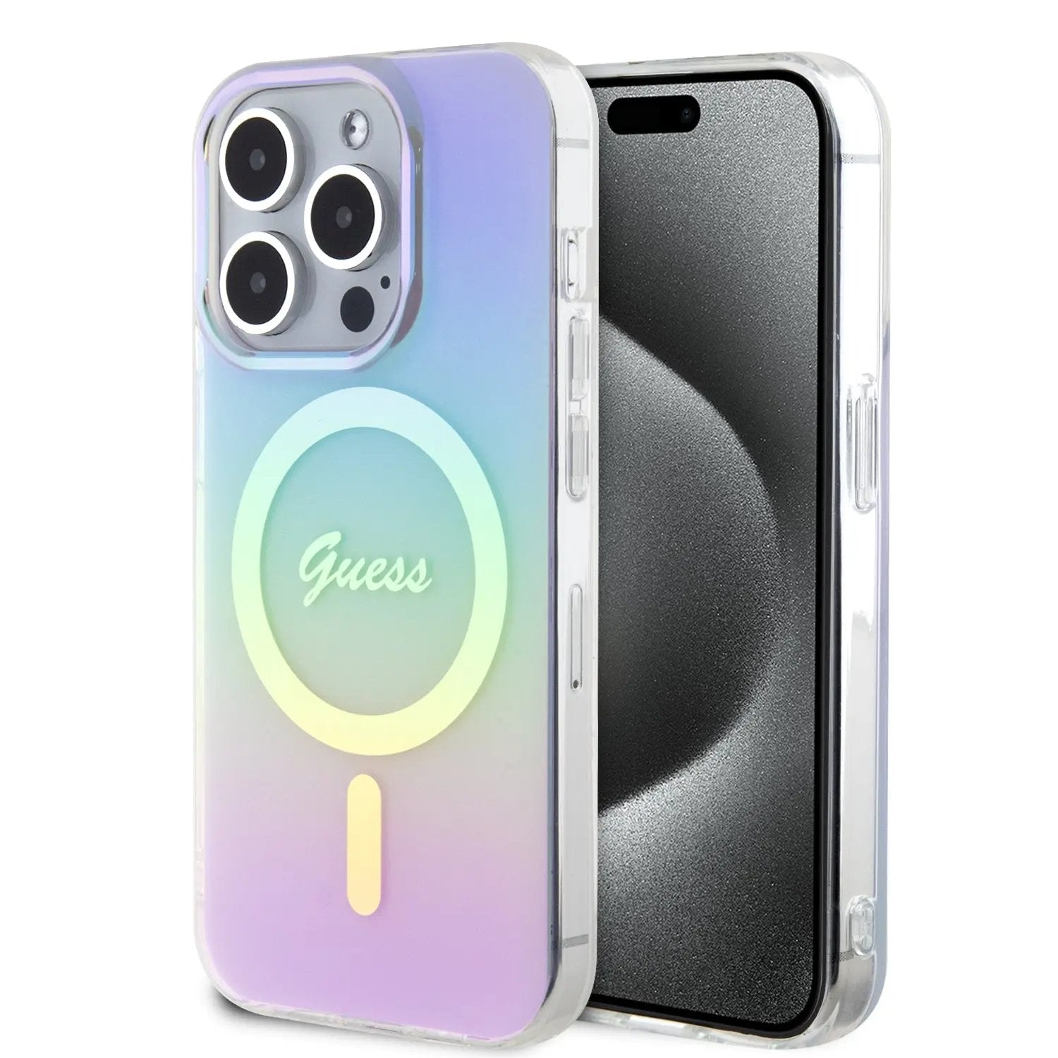 Guess Iridescent Magsafe Case Πολύχρωμη θήκη προστασίας από σκληρό πλαστικό – iPhone 15 Pro (Rainbow Purple – GUHMP15LHITSU) – PhoneBazaar