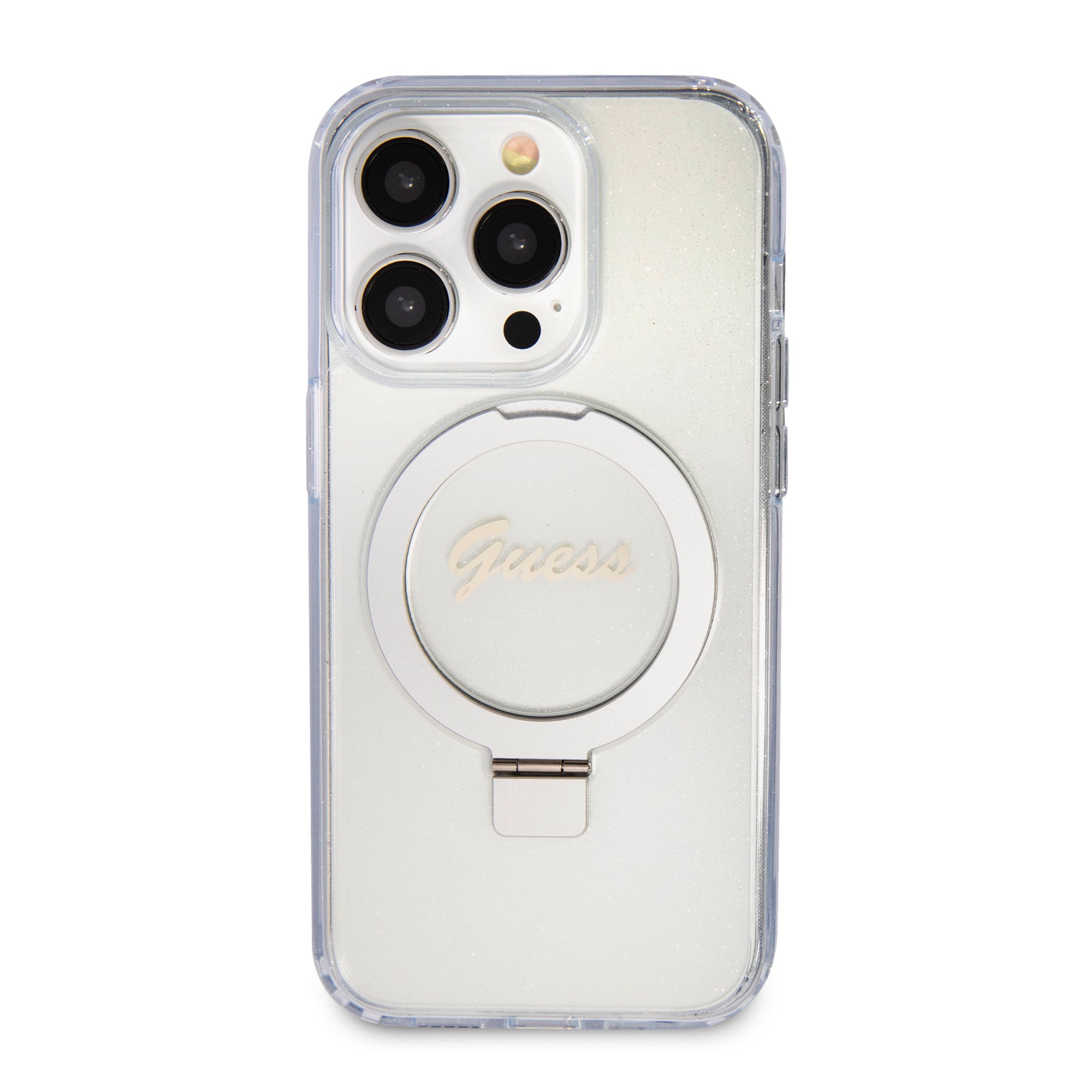 Guess MagSafe Ring Stand Glitter Hard Case Θήκη προστασίας από σιλικόνη – iPhone 15 Pro Max (Διάφανη – GUHMP15XHRSGSD)
