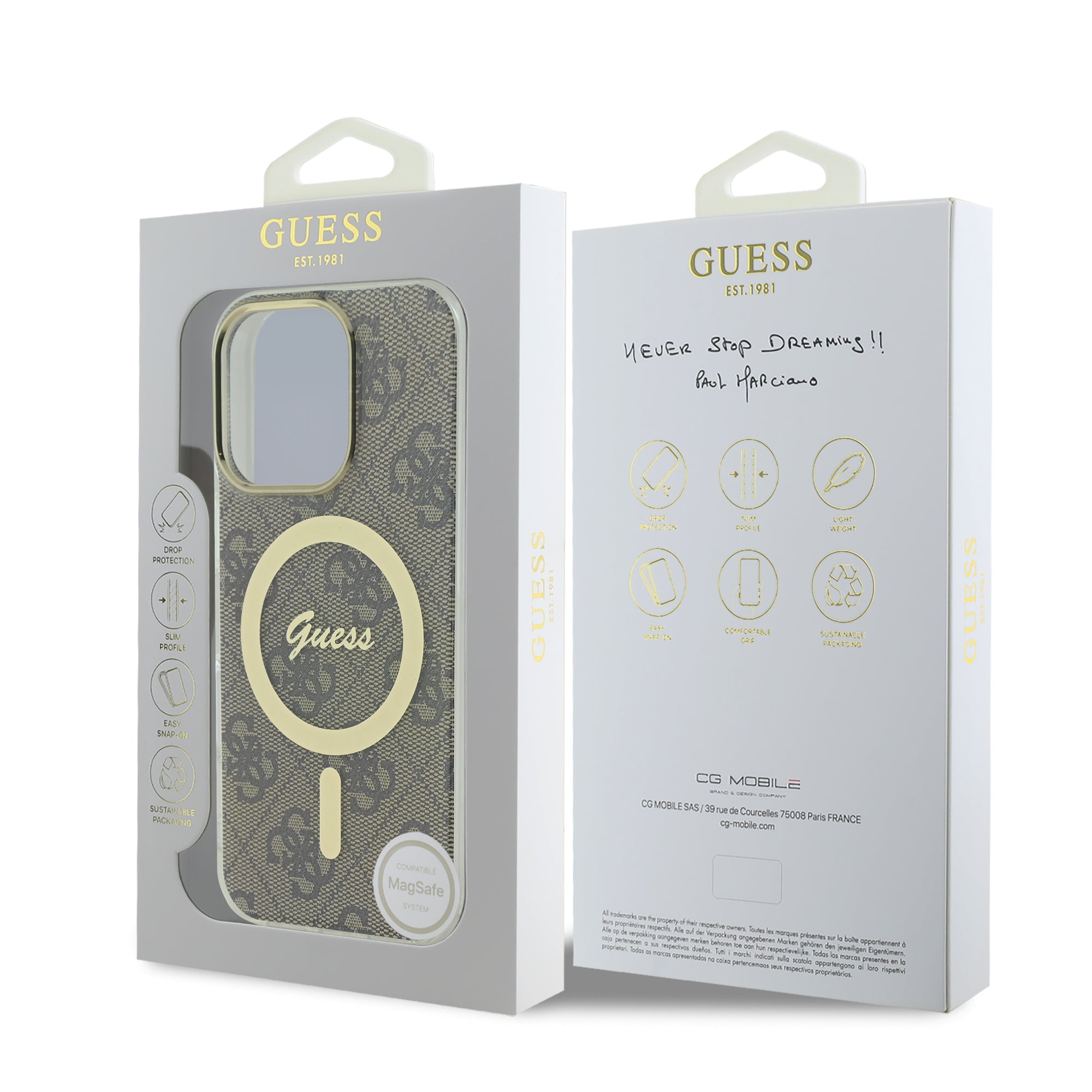 Guess Magsafe “4G Logο” Hard Case Ημιδιάφανη Θήκη προστασίας από σκληρό πλαστικό – iPhone 16 Pro (Διάφανο/Καφέ – GUHMP16LH4STW)