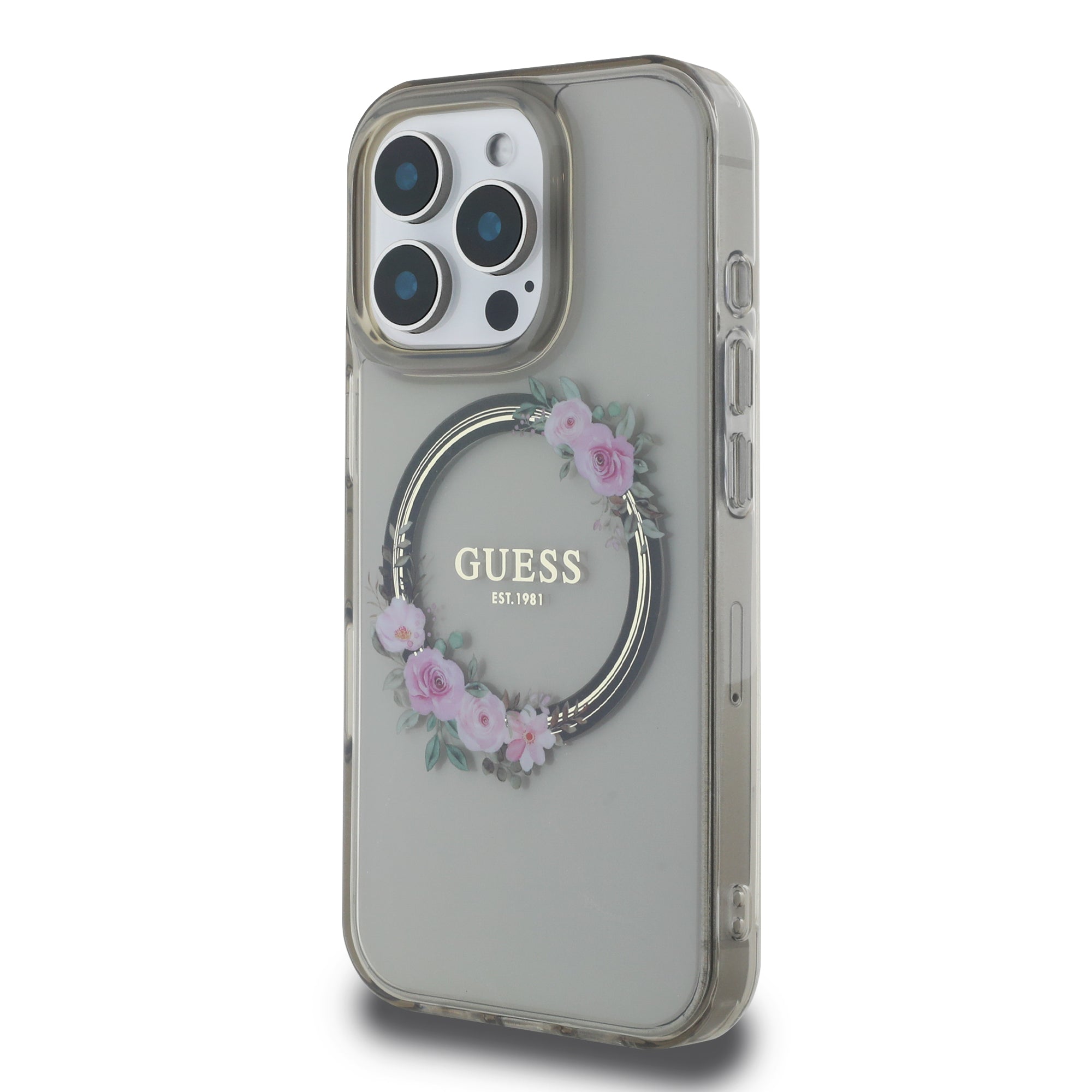 Guess Magsafe “Flower Wreath” Hard Case Θήκη προστασίας από σκληρό πλαστικό – iPhone 16 Pro (Μαύρο – GUHMP16LHFWFCK)