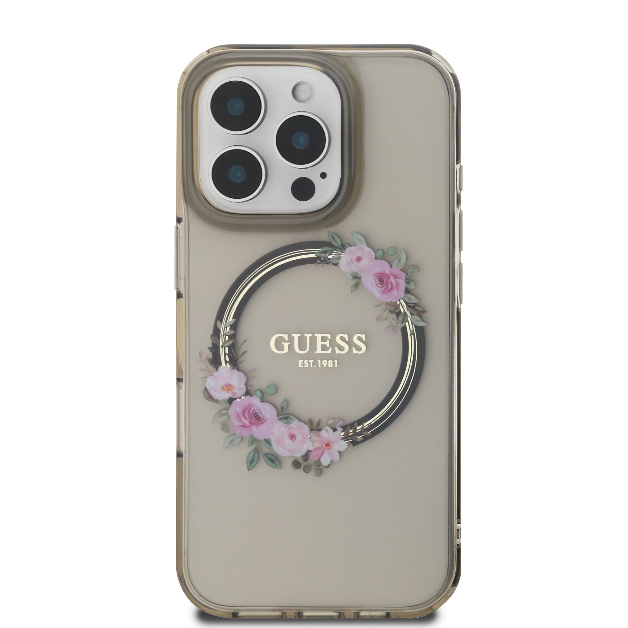 Guess Magsafe “Flower Wreath” Hard Case Θήκη προστασίας από σκληρό πλαστικό – iPhone 16 Pro (Μαύρο – GUHMP16LHFWFCK)