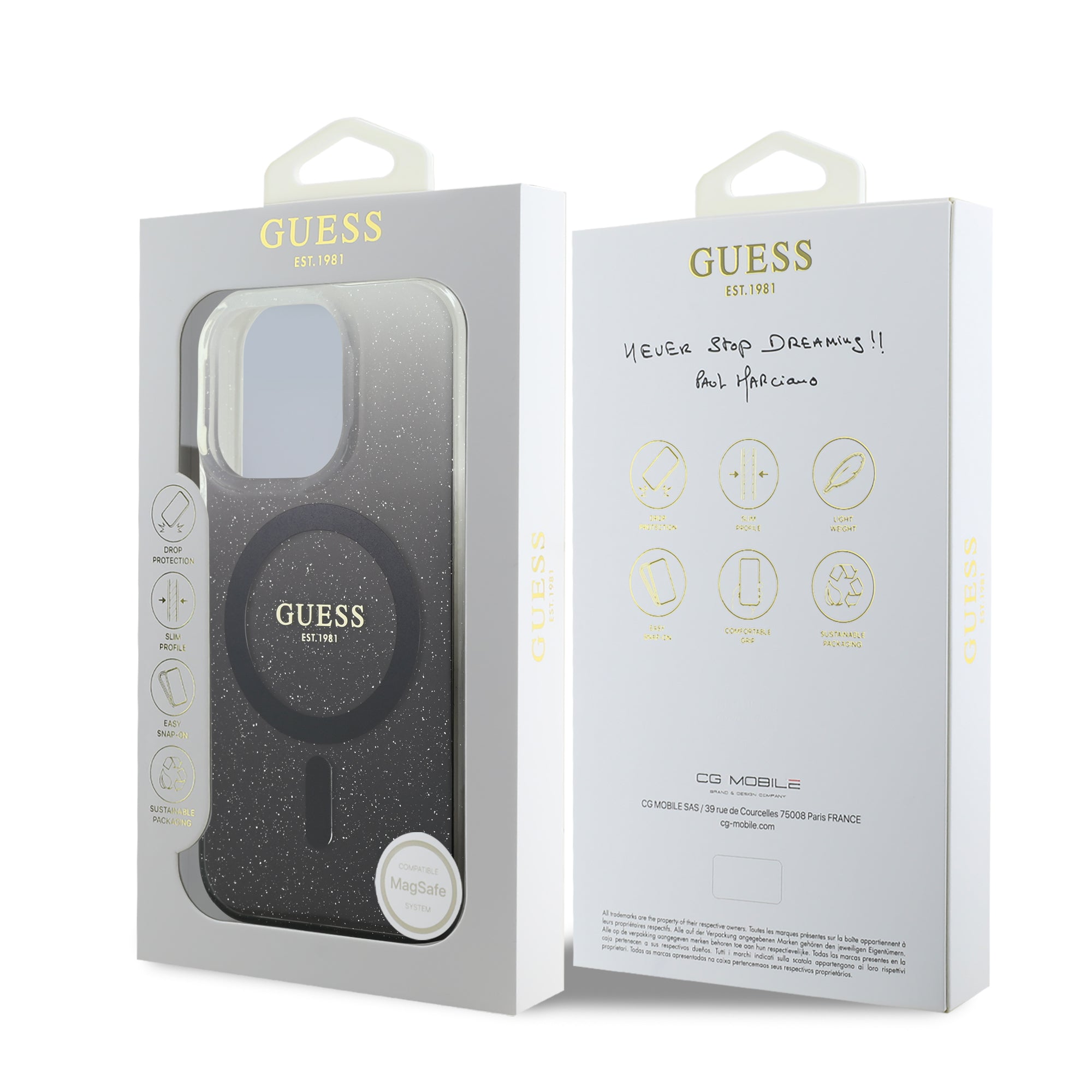 Guess Magsafe “Glitter Gradient” Hard Case Θήκη προστασίας από σκληρό πλαστικό – iPhone 16 Pro (Μαύρο – GUHMP16LHGRCELK)