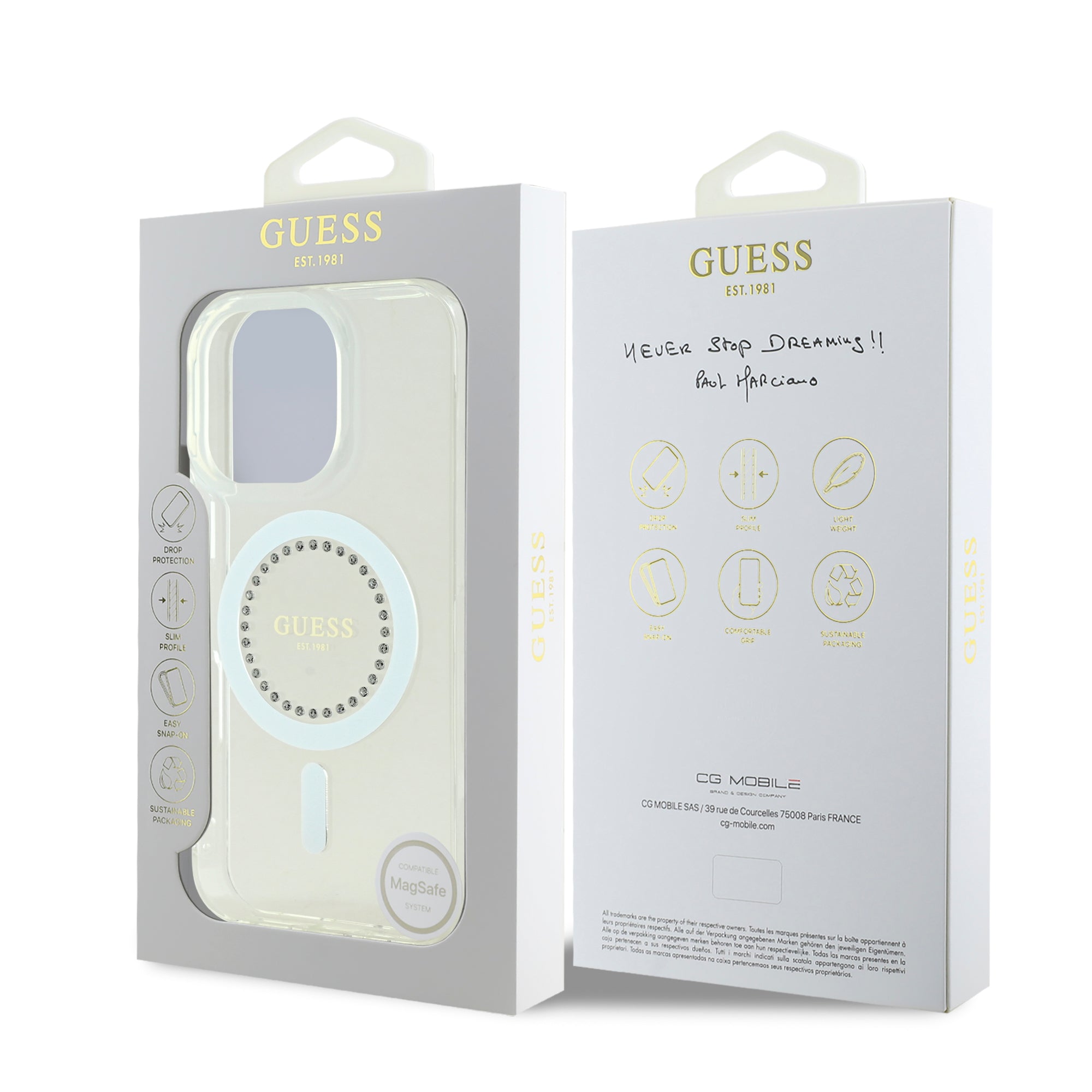 Guess Magsafe “Rhinestones” Hard Case Θήκη προστασίας από σκληρό πλαστικό – iPhone 16 Pro (Λευκό – GUHMP16LPFTDTEH)