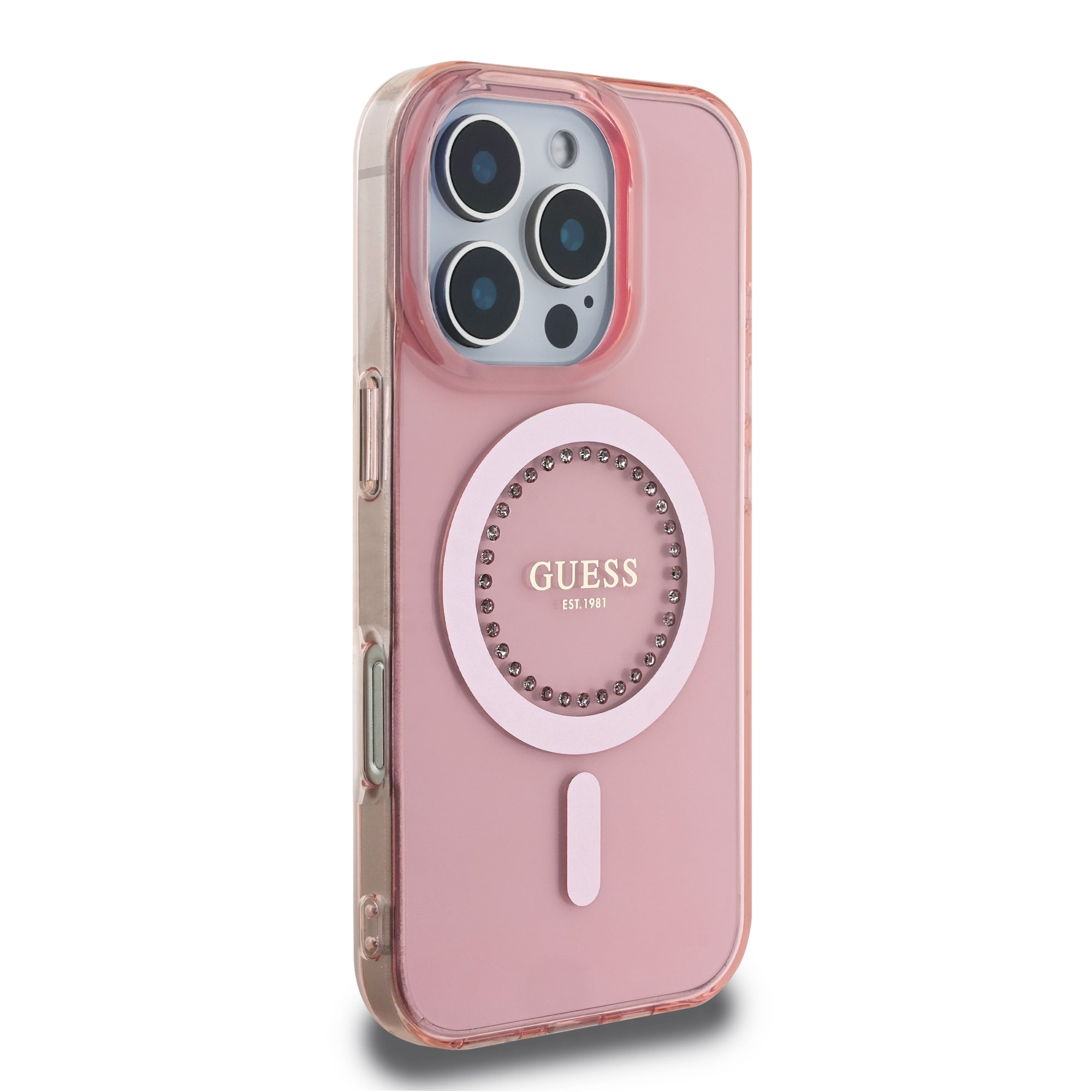 Guess Magsafe “Rhinestones” Hard Case Θήκη προστασίας από σκληρό πλαστικό – iPhone 16 Pro (Ροζ – GUHMP16LPFTDTEP)