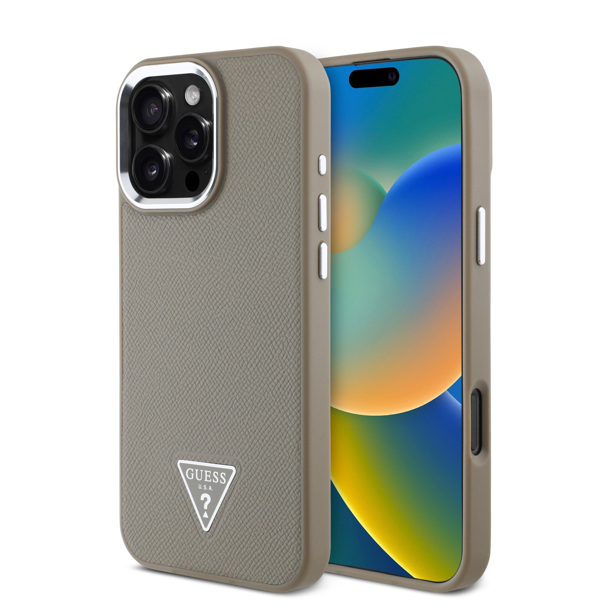 Guess Magsafe “Triangle Logo” Grained PU Case Θήκη προστασίας από δερματίνη – iPhone 16 Pro (Καφέ – GUHMP16LPGTSPSW) – PhoneBazaar
