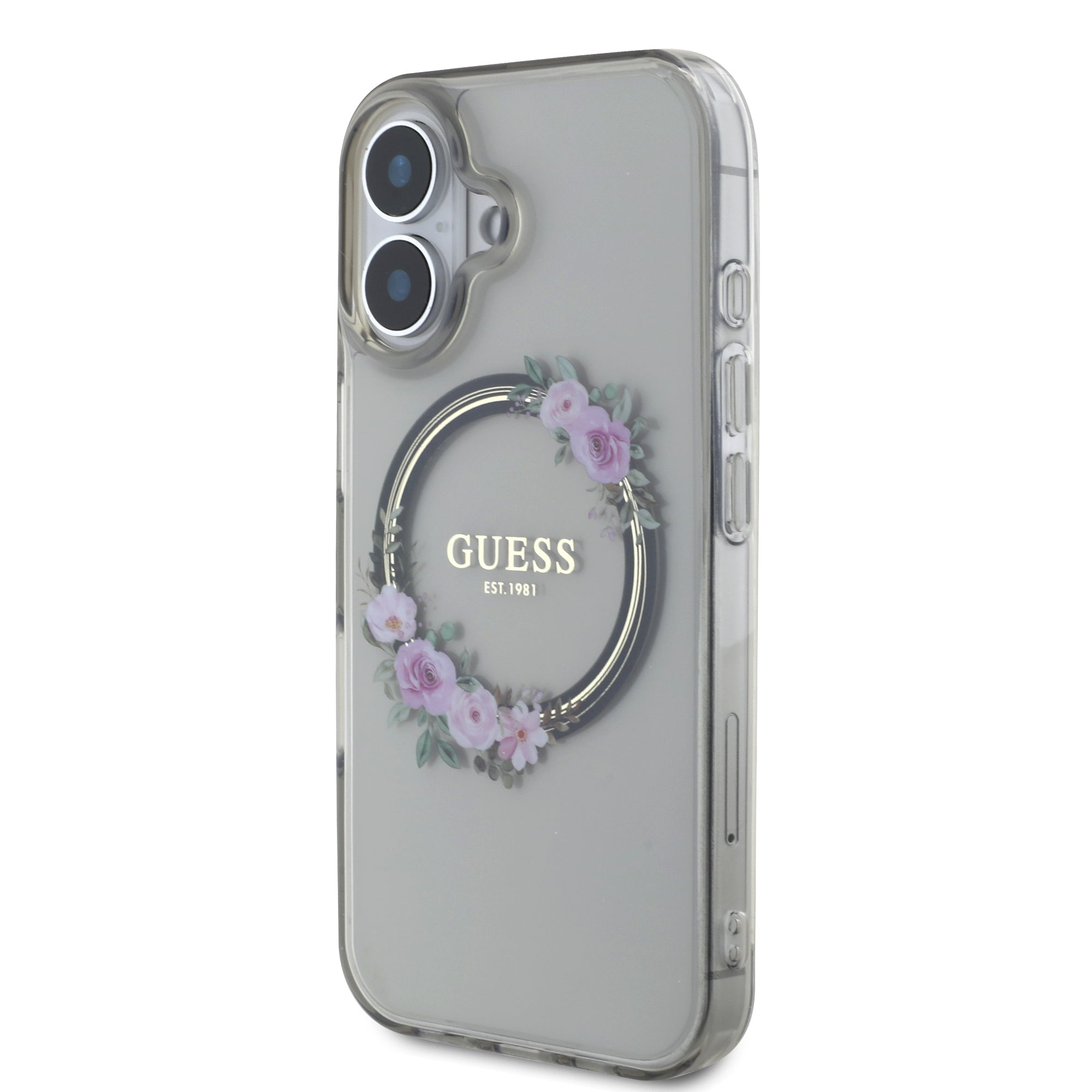 Guess Magsafe “Flower Wreath” Hard Case Θήκη προστασίας από σκληρό πλαστικό – iPhone 16 (Μαύρο – GUHMP16SHFWFCK)