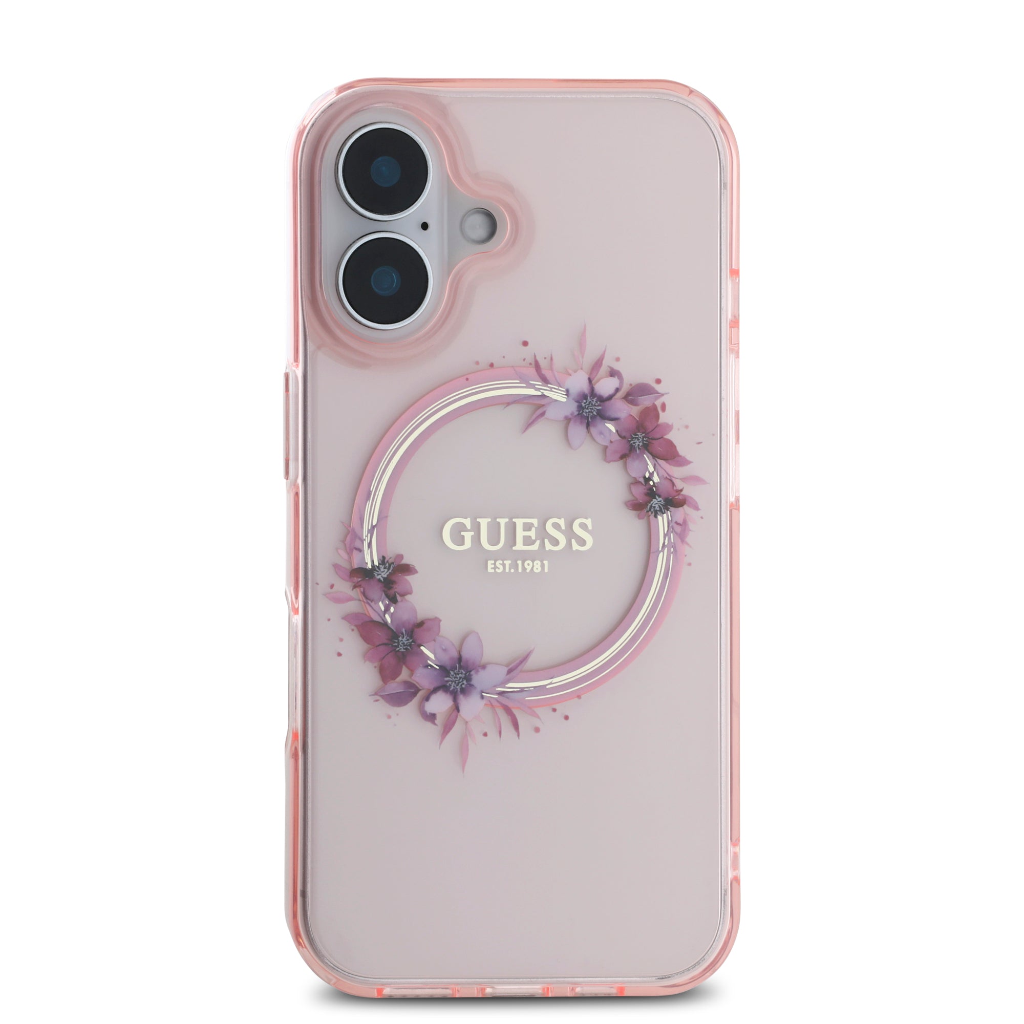 Guess Magsafe “Flower Wreath” Hard Case Θήκη προστασίας από σκληρό πλαστικό – iPhone 16 (Ροζ – GUHMP16SHFWFCP)