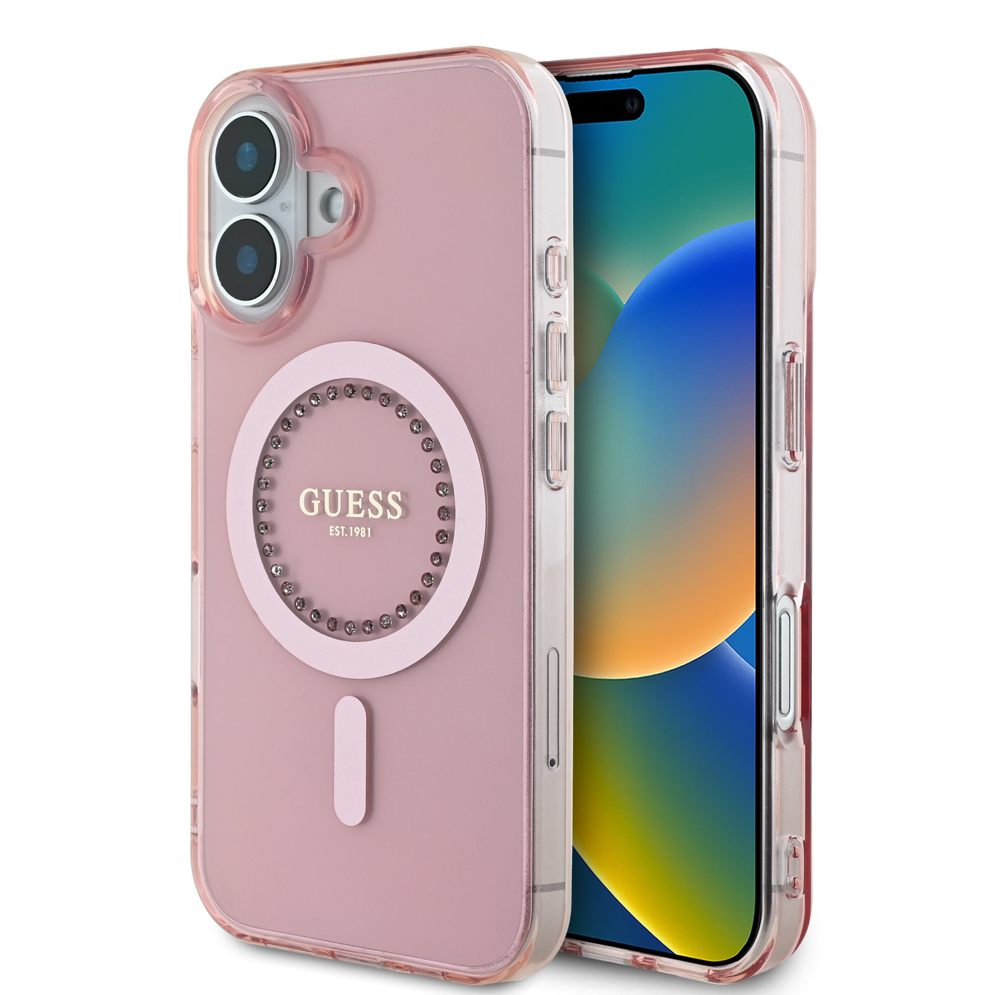Guess Magsafe “Rhinestones” Hard Case Θήκη προστασίας από σκληρό πλαστικό – iPhone 16 (Ροζ – GUHMP16SPFTDTEP) – PhoneBazaar