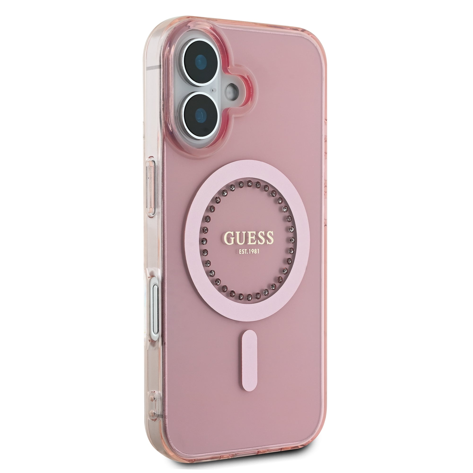 Guess Magsafe “Rhinestones” Hard Case Θήκη προστασίας από σκληρό πλαστικό – iPhone 16 (Ροζ – GUHMP16SPFTDTEP)