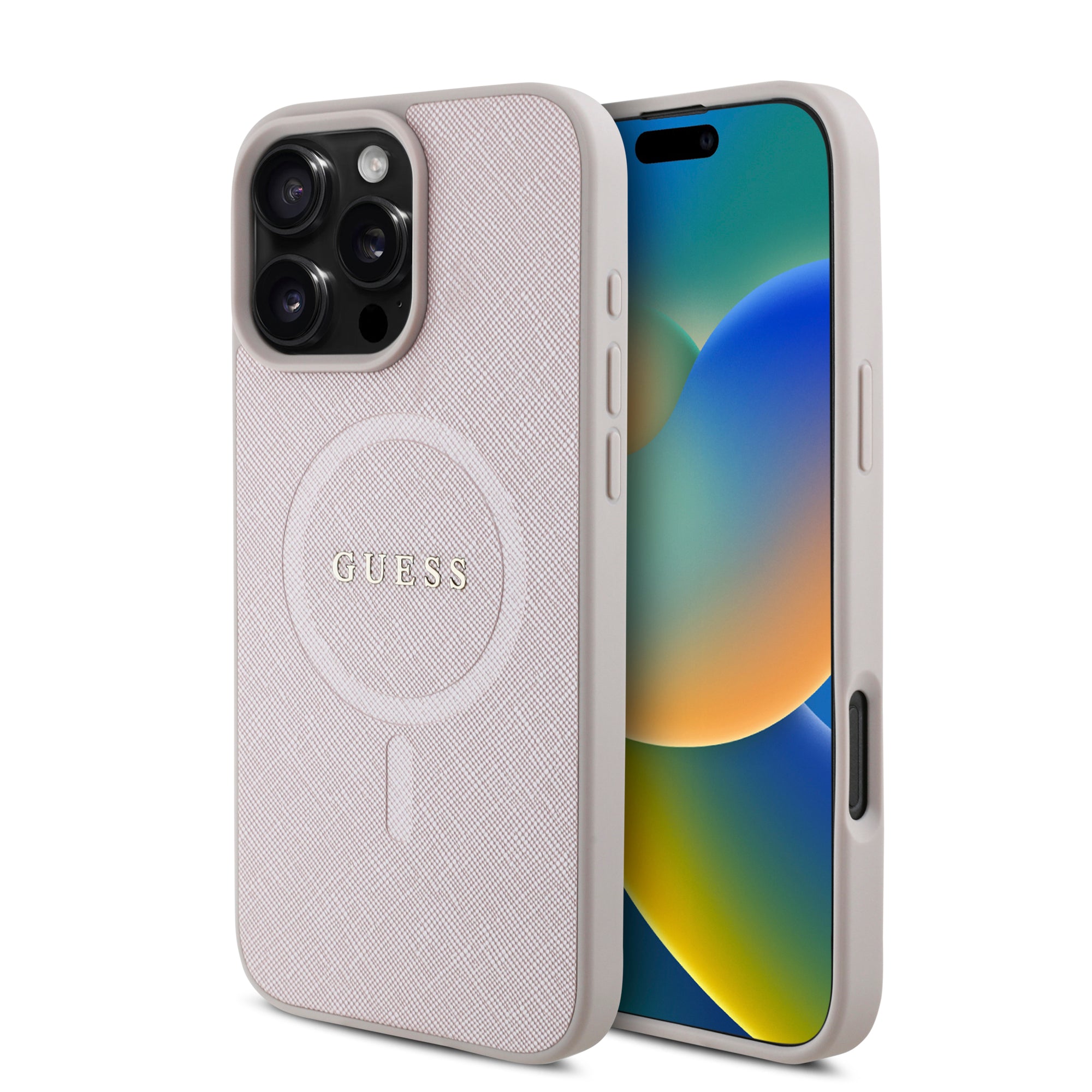 Guess Magsafe “Saffiano Collection" Hard Case Θήκη προστασίας από δερματίνη – iPhone 16 Pro Max (Ροζ – GUHMP16XPSAHMCP) – PhoneBazaar