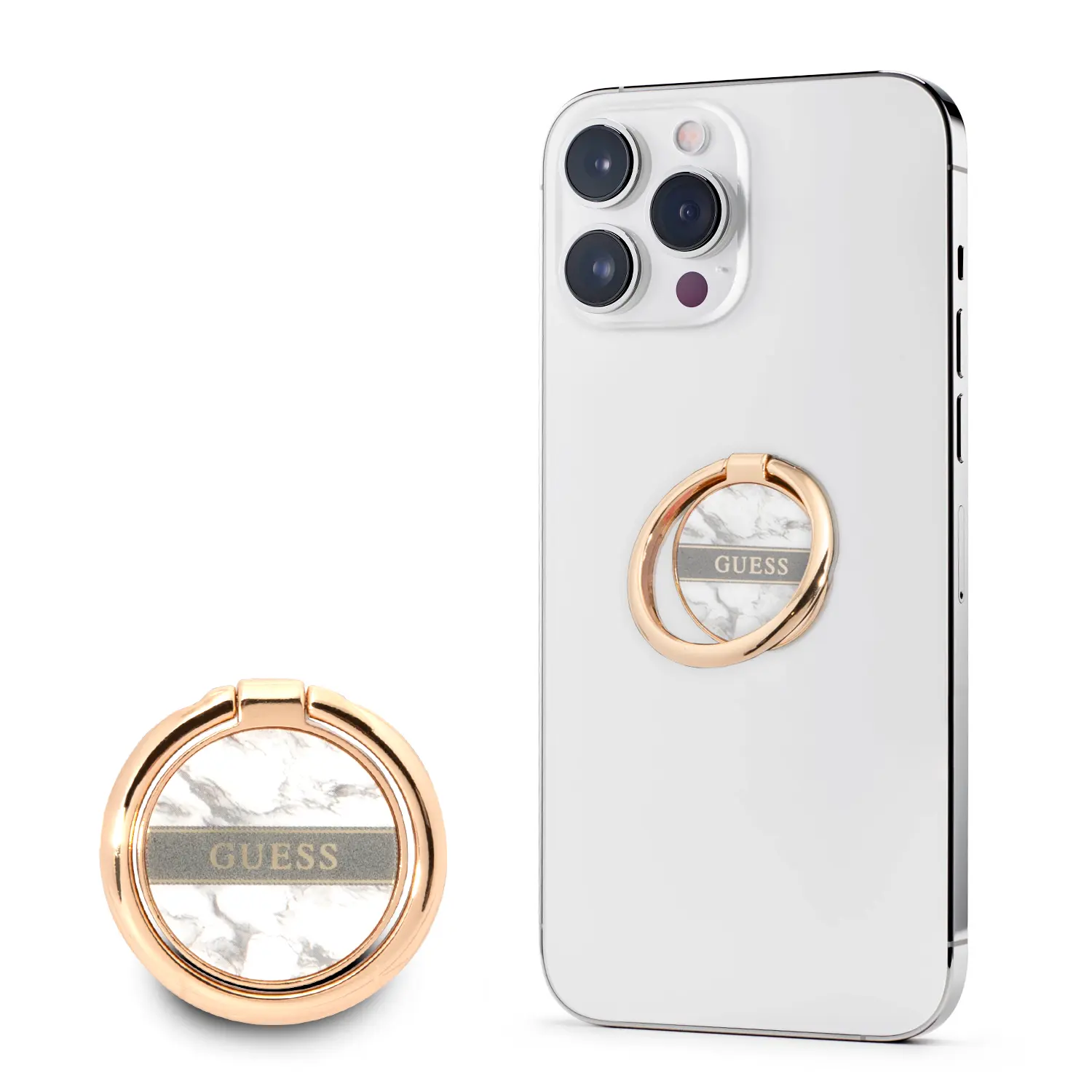 Guess 4G Ring Stand Μοντέρνο Pop Holder για smartphone σε λευκό/χρυσό/μάρμαρο – PhoneBazaar