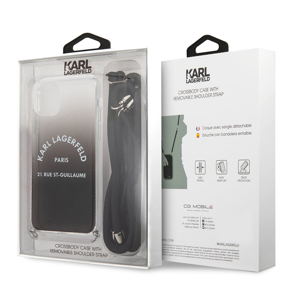 Karl Lagerfeld "St.Guillaume Logo Collection" Gradient Cover Θήκη προστασίας με λουράκι – iPhone 11 Pro (KLHCN58WOGRBK)