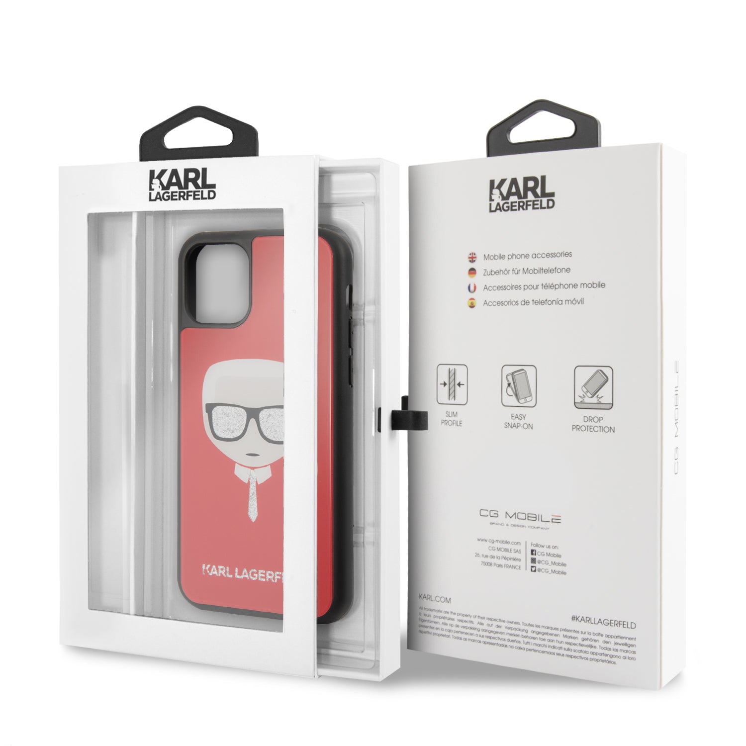 Karl Lagerfeld "Glitter Head" Double Layer Hard Case Θήκη προστασίας – iPhone 11 Pro Max (Red – KLHCN65DLHRE)