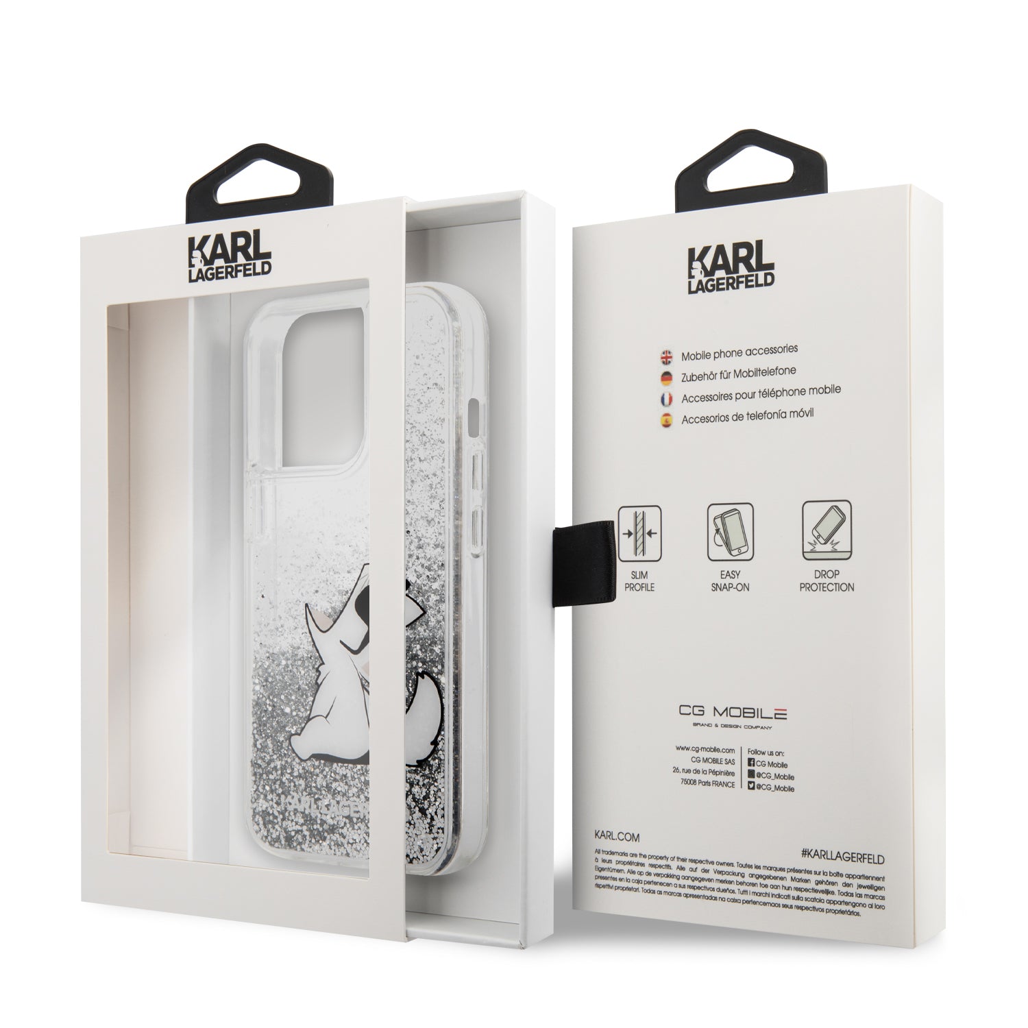 Karl Lagerfeld "Choupette Fun" Hard Case Θήκη προστασίας από σιλικόνη – iPhone 13 Pro (Clear/Glitter Silver)