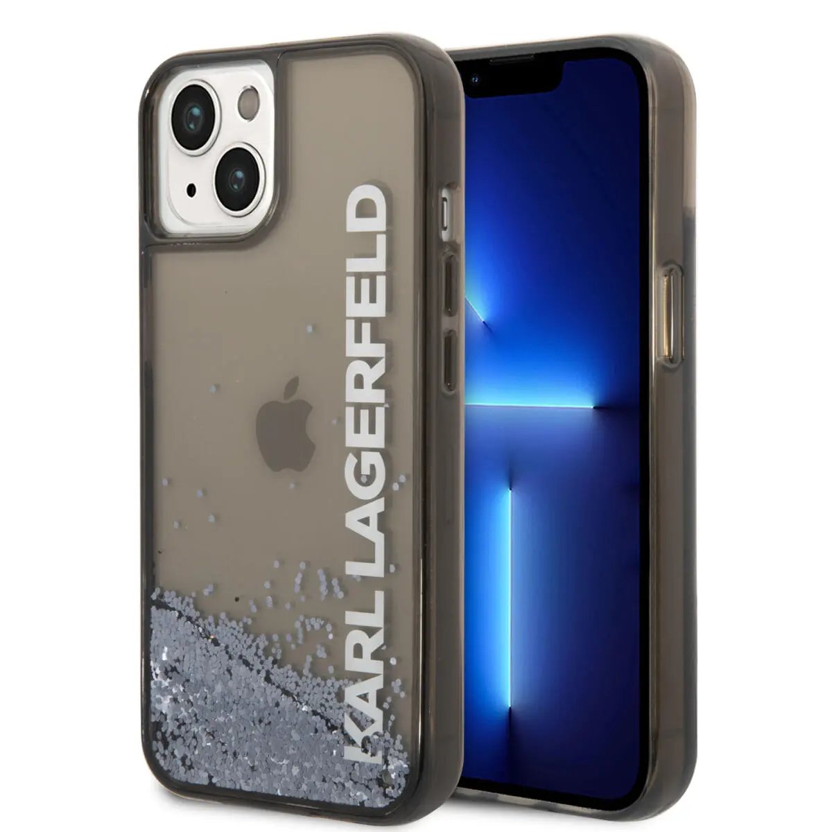 Karl Lagerfeld Liquid Glitter Translucent Case Elongated Logo Θήκη προστασίας – iPhone 14 Plus (Clear Black/Glitter) – PhoneBazaar