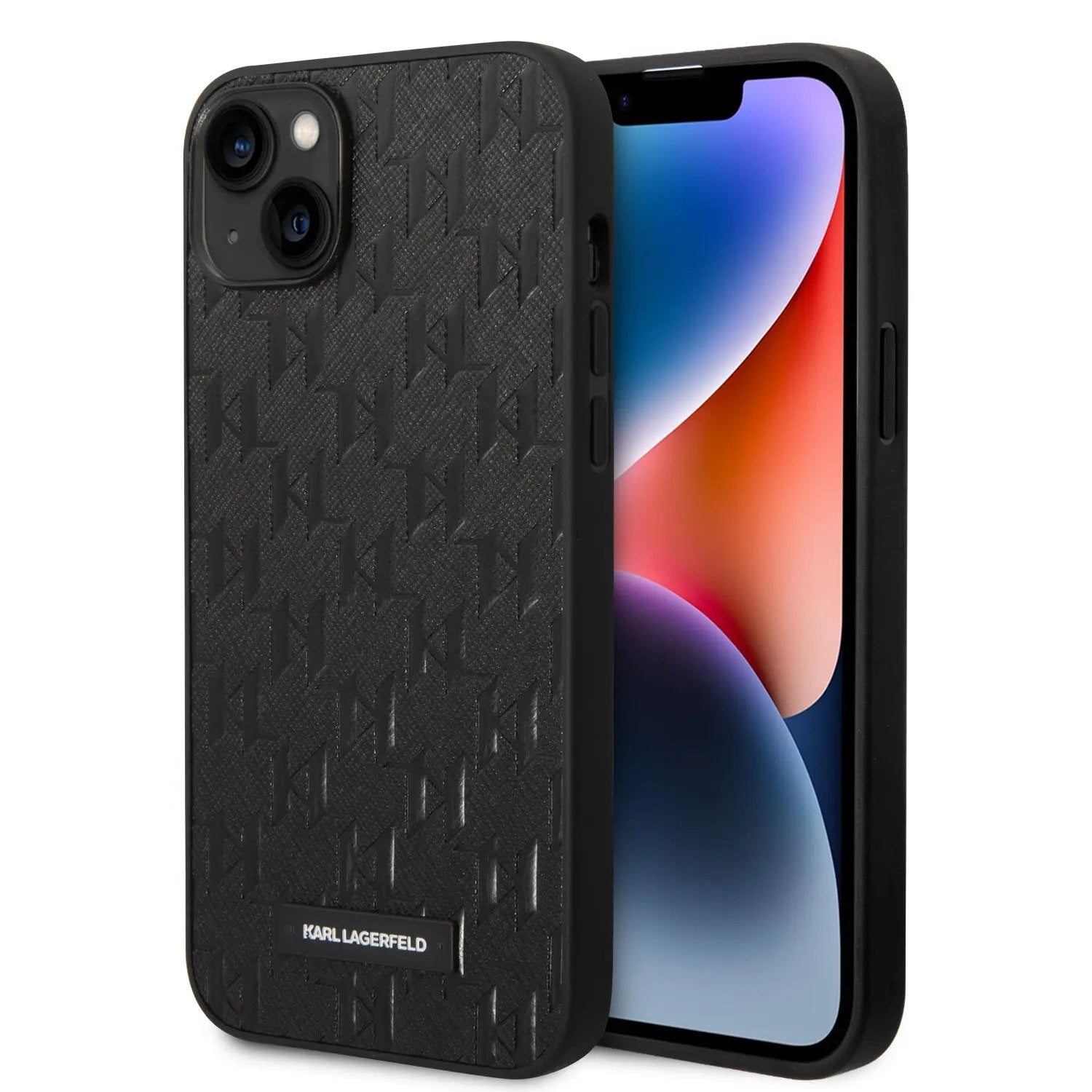 Karl Lagerfeld Monogram Stripe Back Cover PU Leather Case Θήκη προστασίας από δερματίνη – iPhone 14 Plus (Μαύρο για KLHCP14MSAKLHPK) – PhoneBazaar