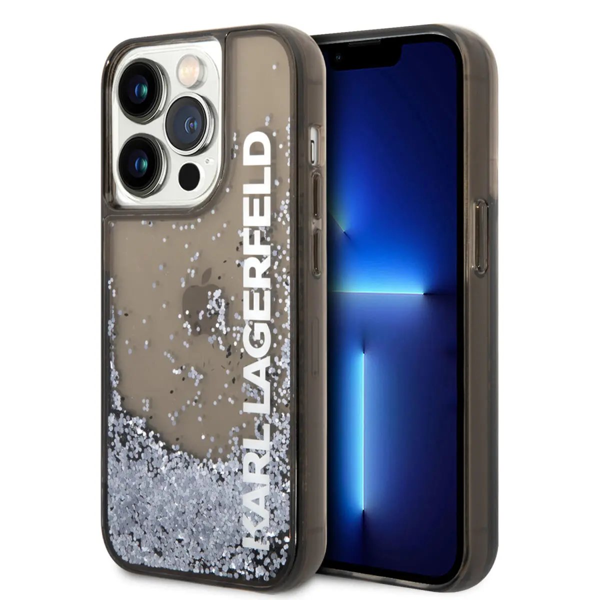 Karl Lagerfeld Liquid Glitter Translucent Case Elongated Logo Θήκη προστασίας – iPhone 14 Pro Max (Clear Black/Glitter) – PhoneBazaar