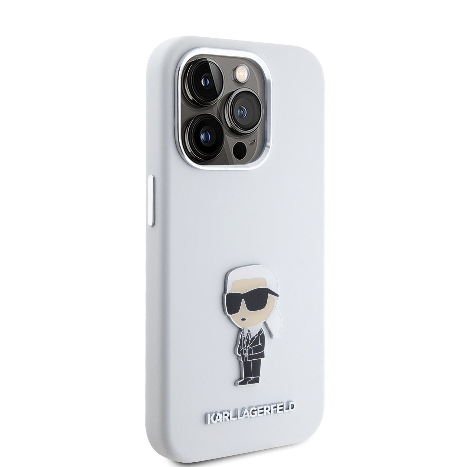 Karl Lagerfeld Ikonik Metal Pin Hard Case Θήκη προστασίας από σιλικόνη – iPhone 15 Pro (White – KLHCP15LSMHKNPH)