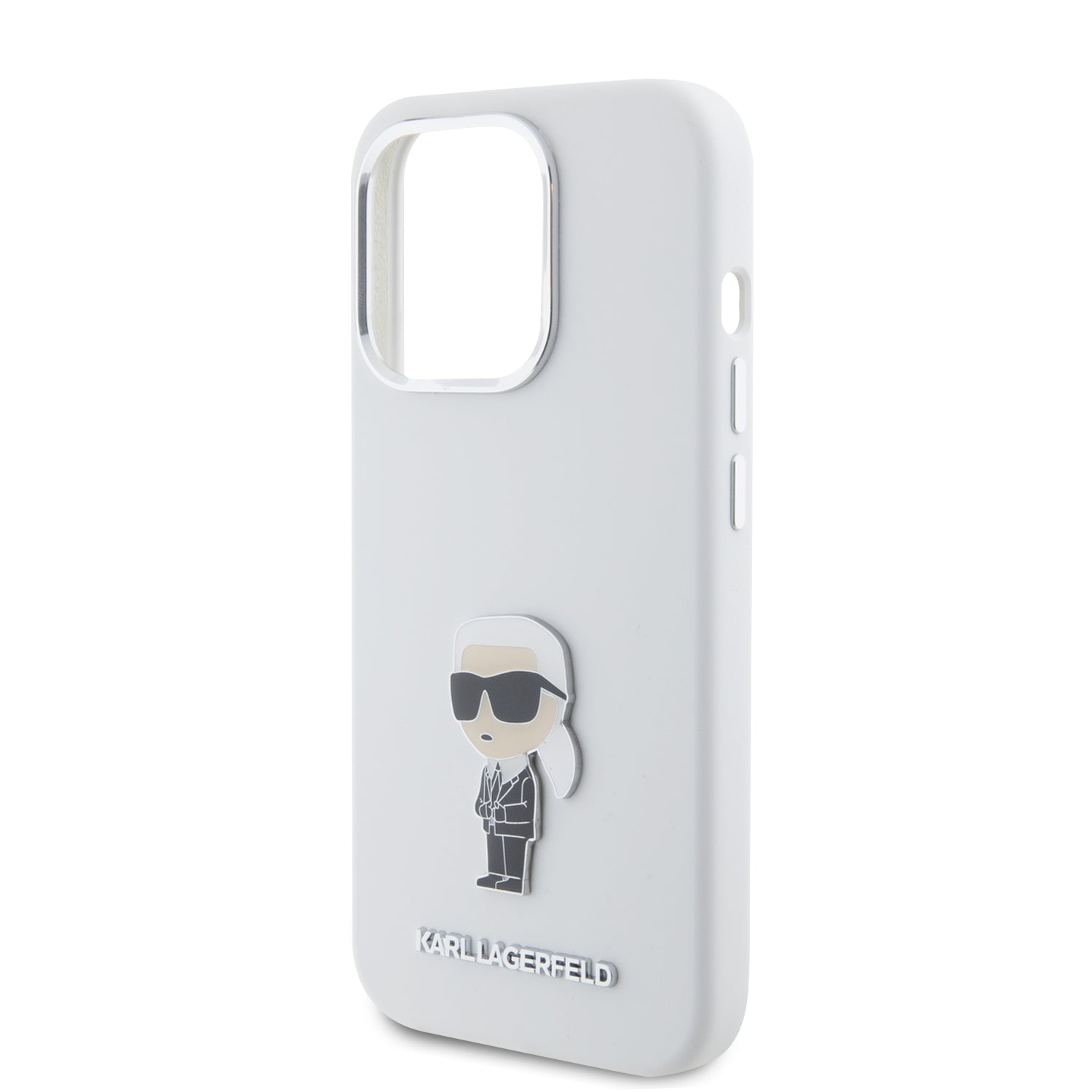 Karl Lagerfeld Ikonik Metal Pin Hard Case Θήκη προστασίας από σιλικόνη – iPhone 15 Pro (White – KLHCP15LSMHKNPH)