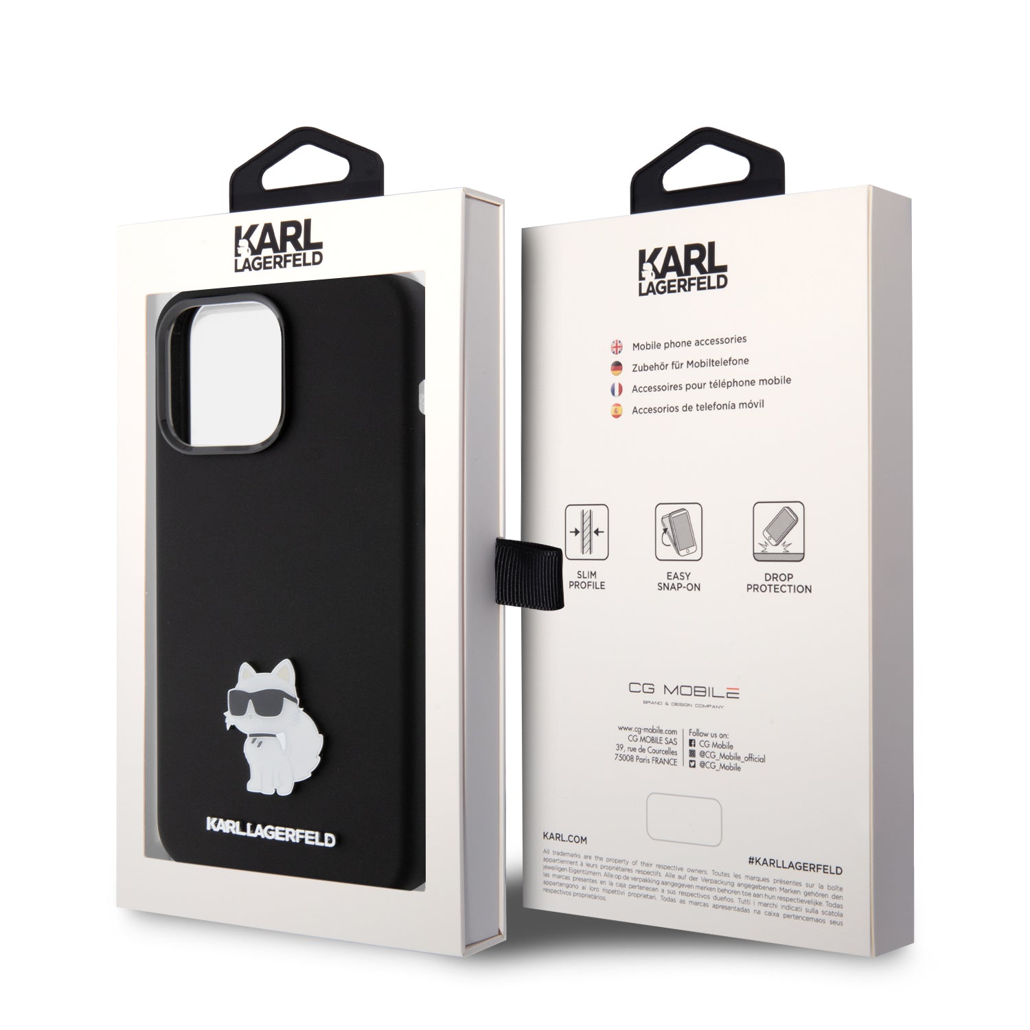 Karl Lagerfeld Choupette Metal Pin Hard Case Θήκη προστασίας από σιλικόνη – iPhone 15 Pro Max (Black – KLHCP15XSMHCNPK)