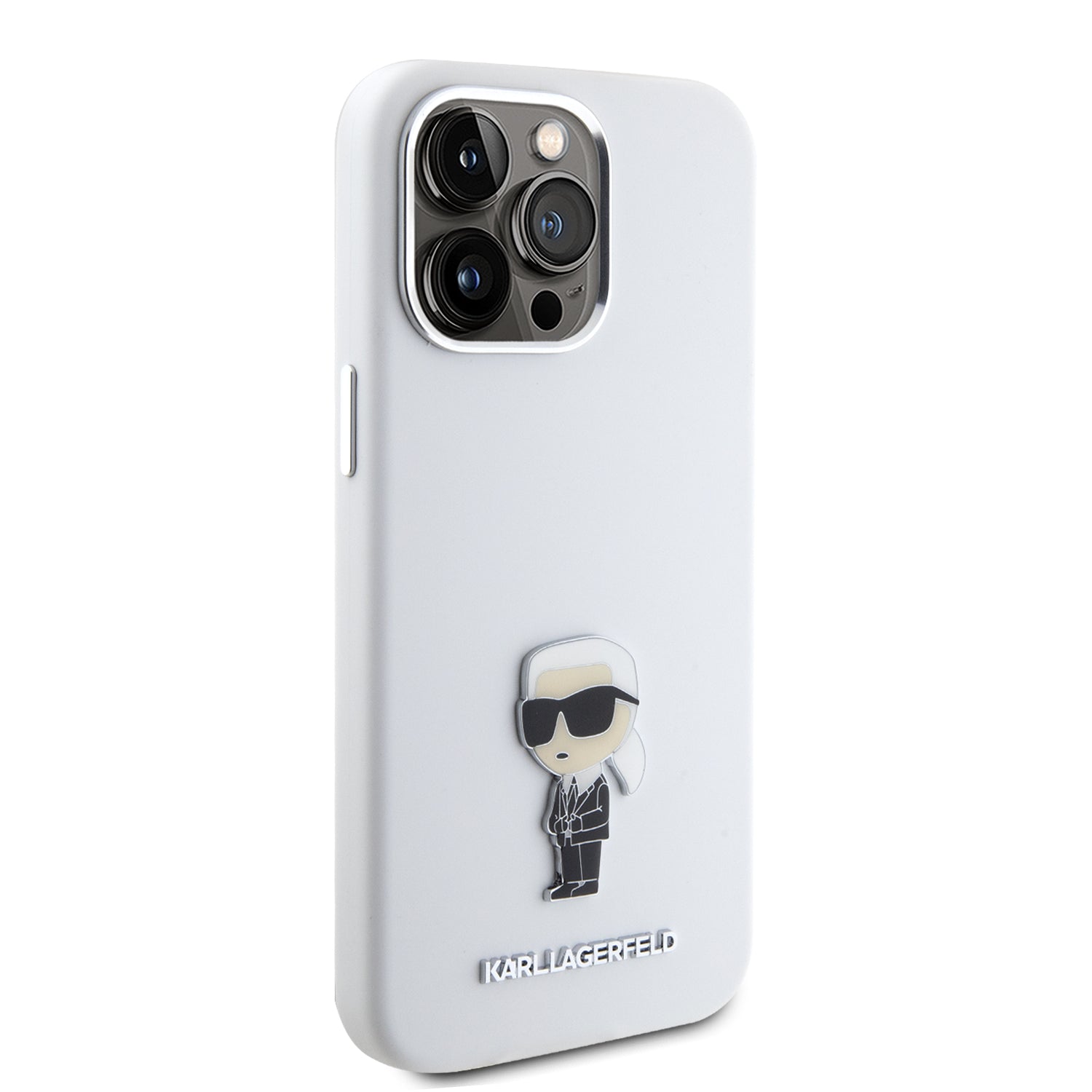 Karl Lagerfeld Ikonik Metal Pin Hard Case Θήκη προστασίας από σιλικόνη – iPhone 15 Pro Max (White – KLHCP15XSMHKNPH)