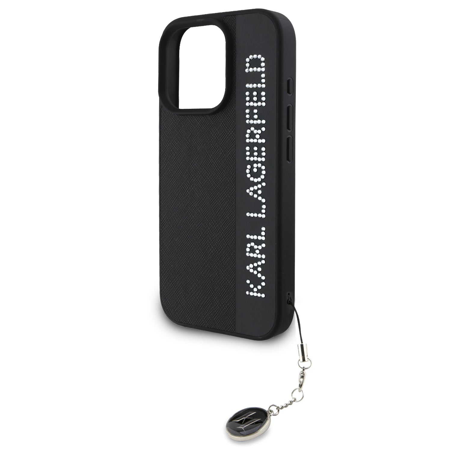 Karl Lagerfeld “Rhinestones and Charm” Θήκη προστασίας από για iPhone 16 Pro με κρεμαστό στολίδι (Μαύρο – KLHCP16LPSAKDGCK)