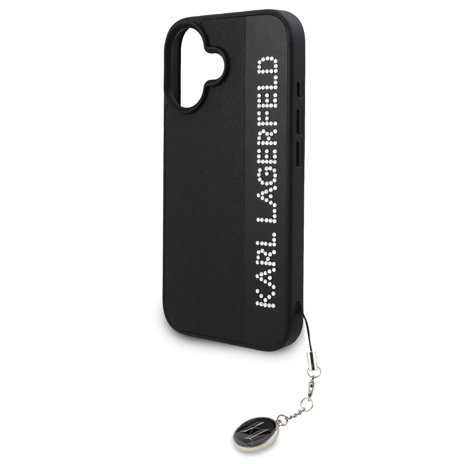 Karl Lagerfeld “Rhinestones and Charm” Θήκη προστασίας από για iPhone 16 με κρεμαστό στολίδι (Μαύρο – KLHCP16SPSAKDGCK)