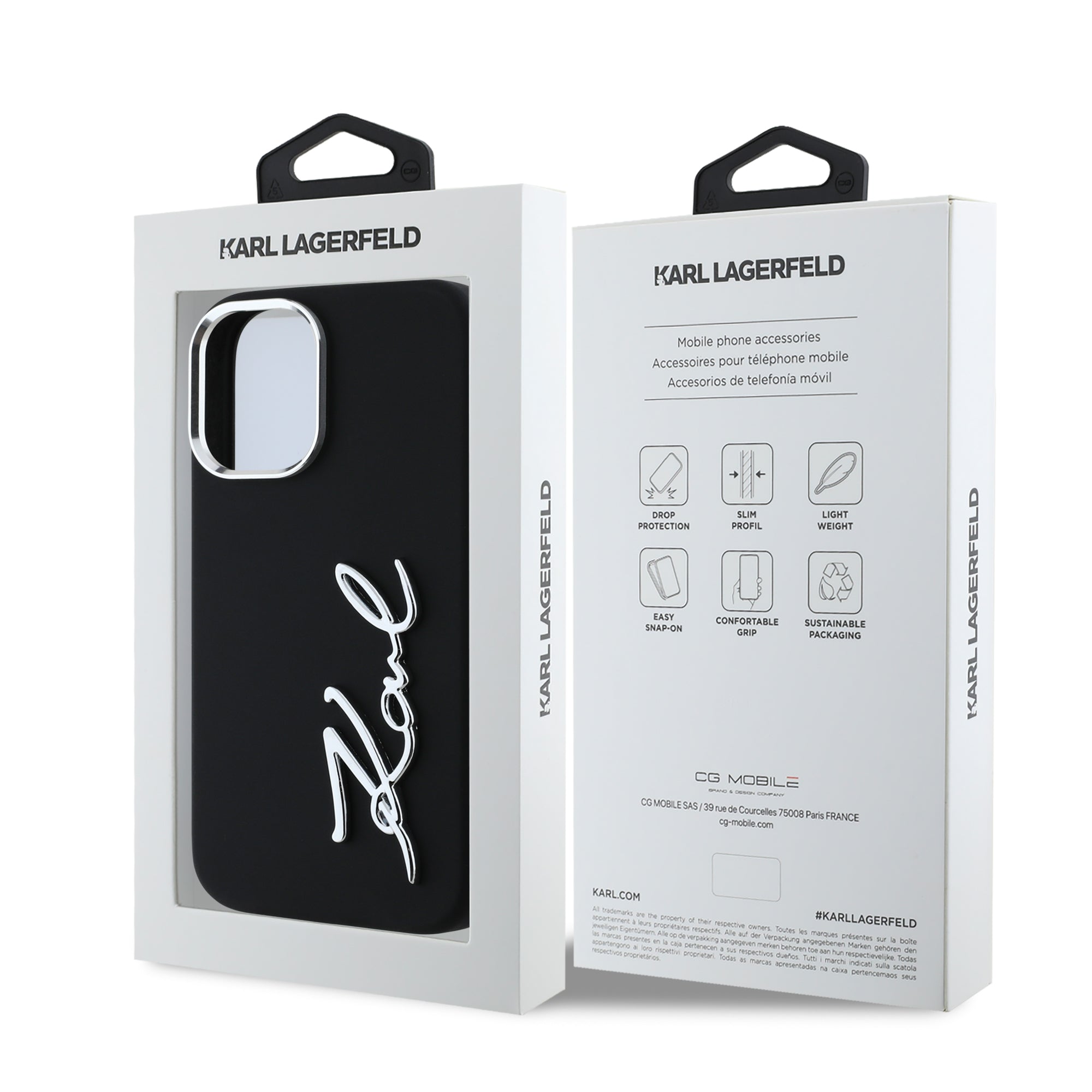 Karl Lagerfeld “Signature Metal Logo Collection” Hard Case Θήκη προστασίας από σιλικόνη – iPhone 16 (Μαύρο – KLHCP16SSCMSMVK)