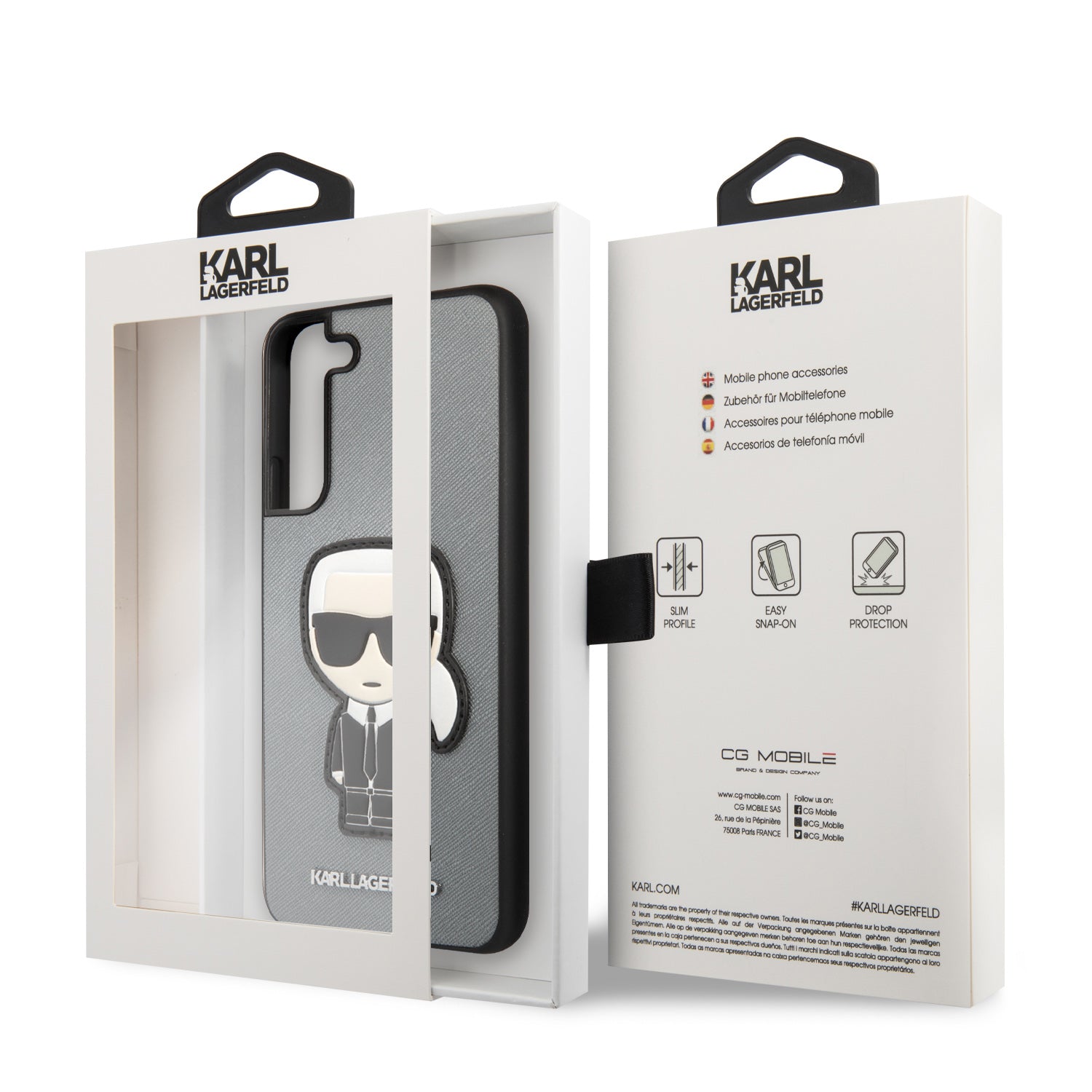 Karl Lagerfeld Ikonik Patch Saffiano Hard Case Θήκη προστασίας από δερματίνη – Samsung Galaxy S22 Plus (γκρι – KLHCS22MOKPG)