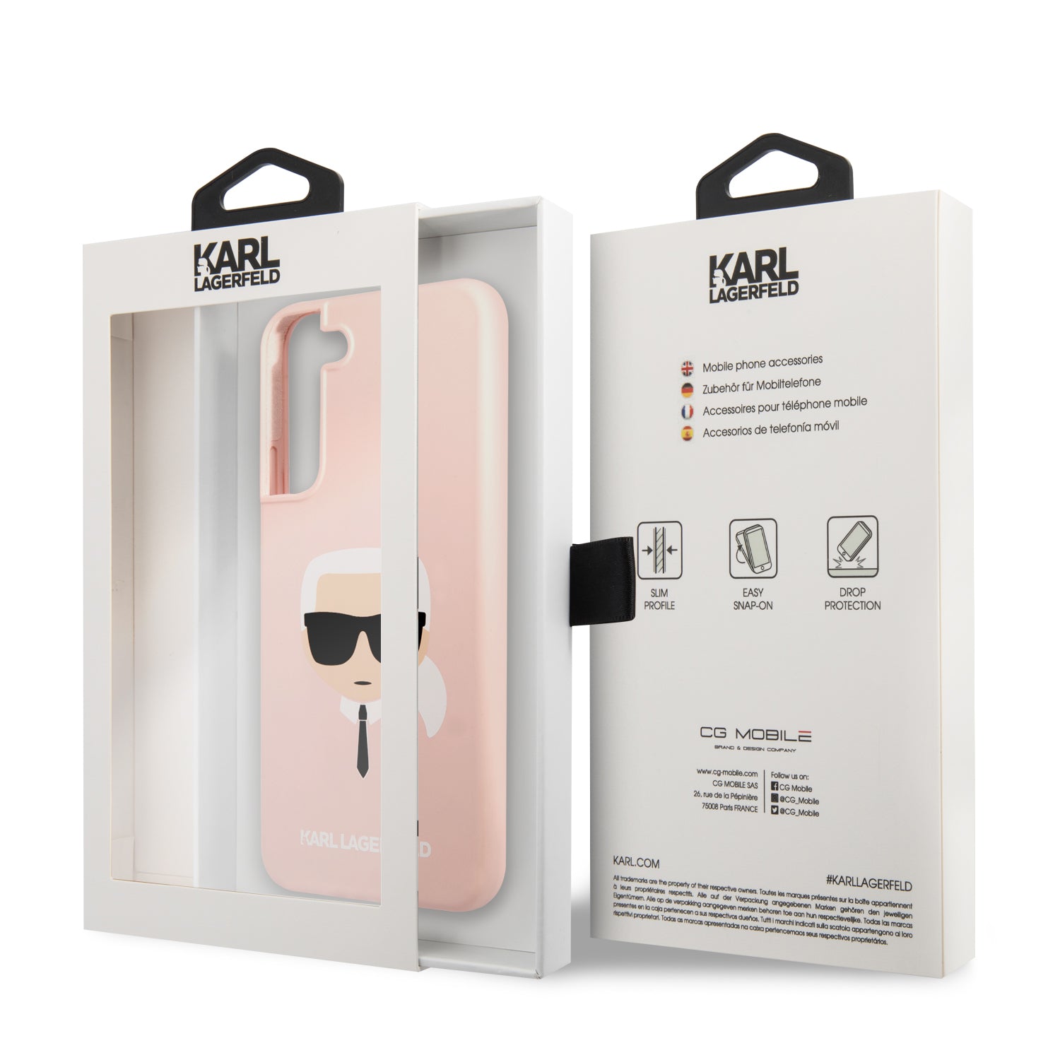 Karl Lagerfeld Saffiano Leather Hard Case Karl's Head Θήκη προστασίας από σιλικόνη – Samsung Galaxy S22 Plus (ροζ - KLHCS22MSLKHPI)