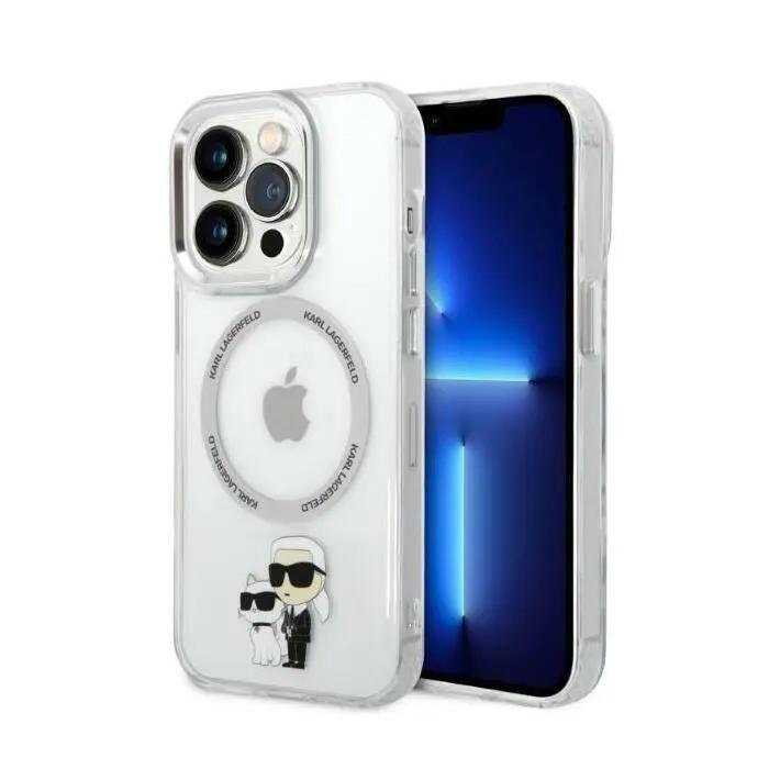 Karl Lagerfeld IML NFT Back Cover Hard Case Karl & Choupette Διάφανη θήκη προστασίας με ενσωματωμένο δαχτυλίδι MagSafe – iPhone 14 Pro (Clear/Grey) – PhoneBazaar