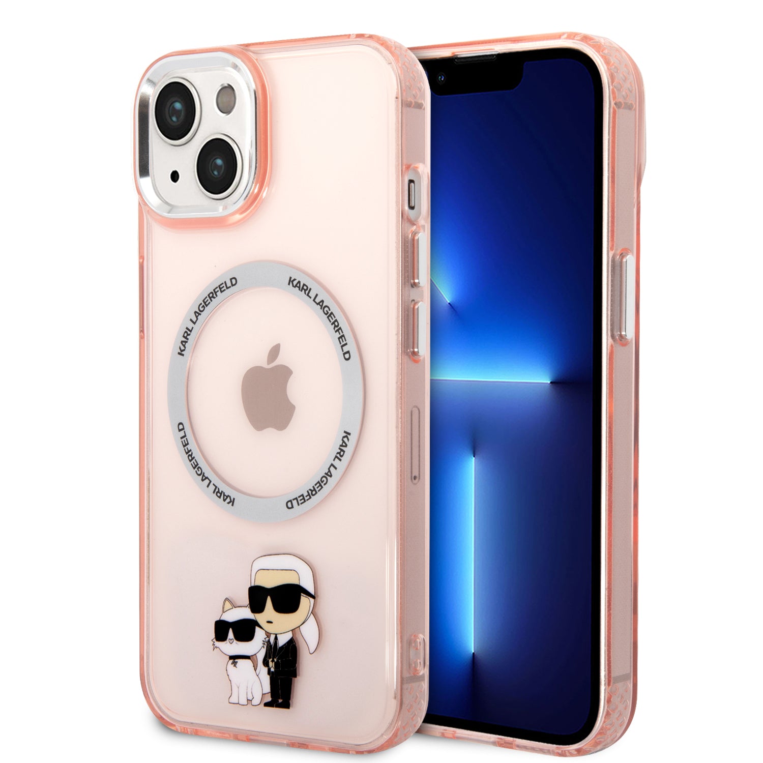 Karl Lagerfeld Magsafe Ringstand Case IML NFT Karl+Choupette Θήκη προστασίας από σκληρό πλαστικό για iPhone 14 (Pink – KLHMP14SHNKCIP) – PhoneBazaar