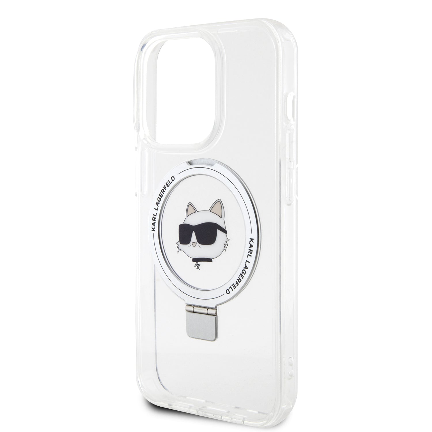 Karl Lagerfeld Magsafe Ringstand Case “Choupette’s Head” Θήκη προστασίας από σκληρό πλαστικό για iPhone 15 Pro (White – KLHMP15LHMRSCHH)