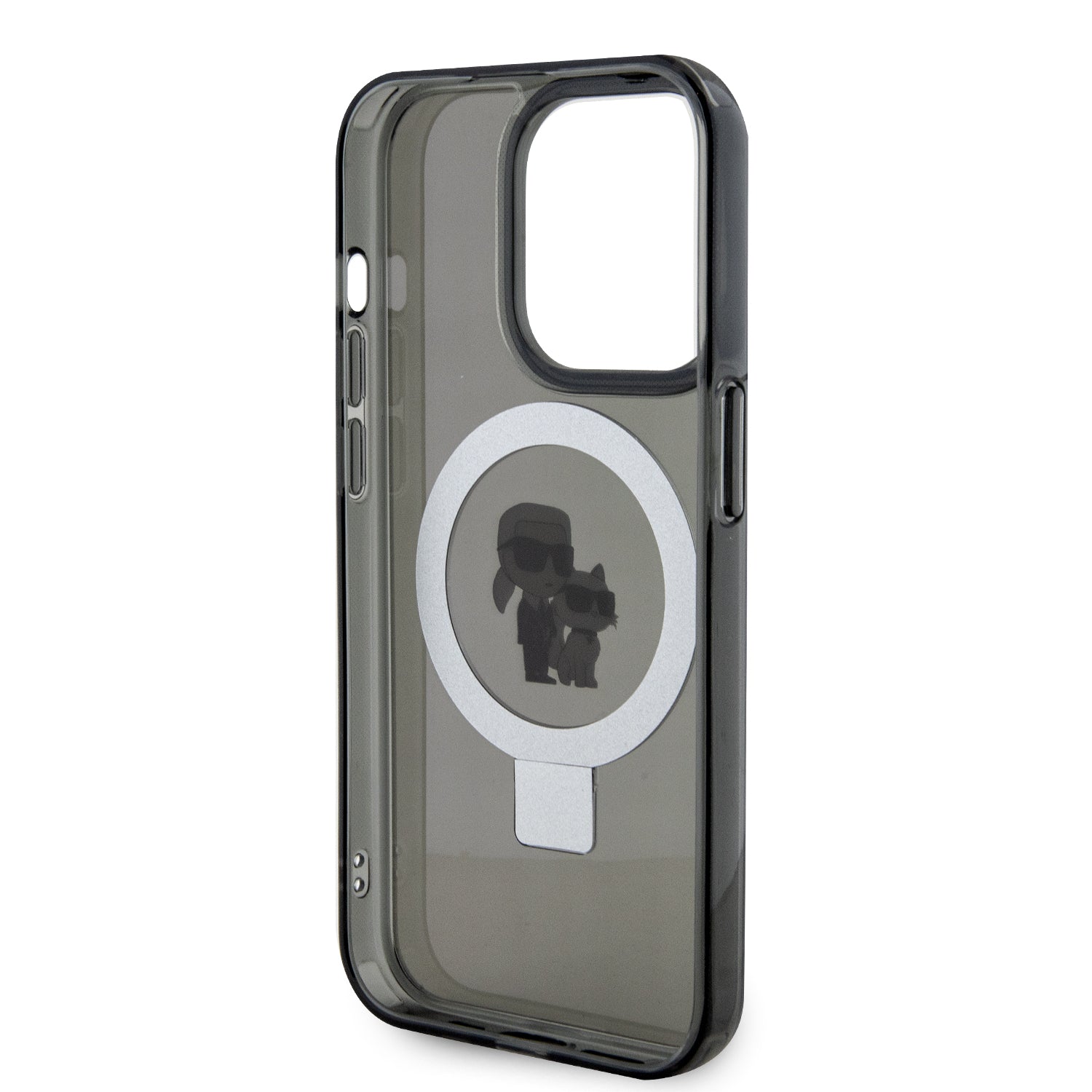 Karl Lagerfeld Magsafe Ringstand Case “Karl & Choupette’s Head” Θήκη προστασίας από σκληρό πλαστικό για iPhone 15 Pro (Black – KLHMP15LHMRSKCK)