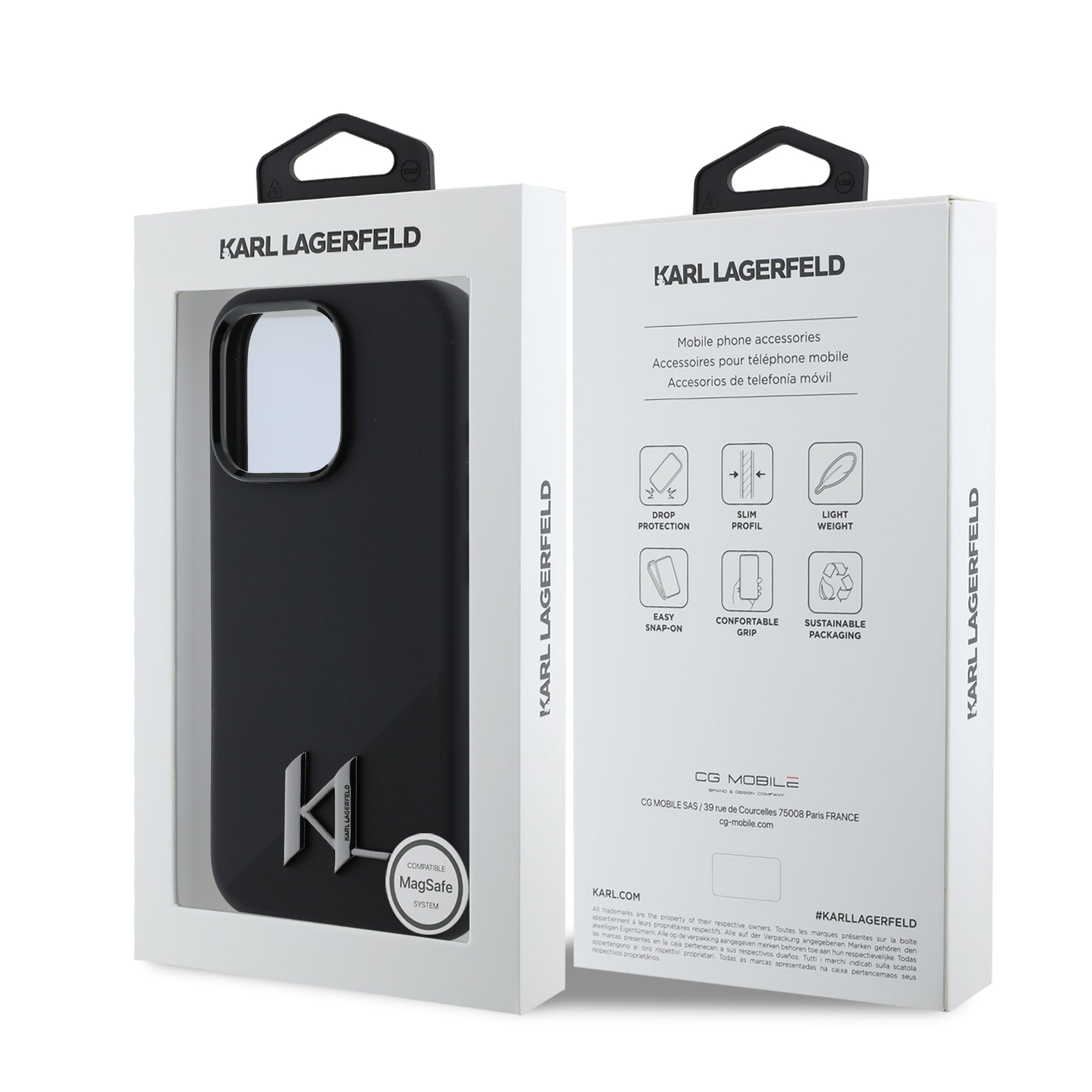 Karl Lagerfeld MagSafe Shadow Metal Initial Logo Silicone Case Θήκη προστασίας από σιλικόνη – iPhone 16 Pro (Μαύρο – KLHMP16LSCMKMPCK)