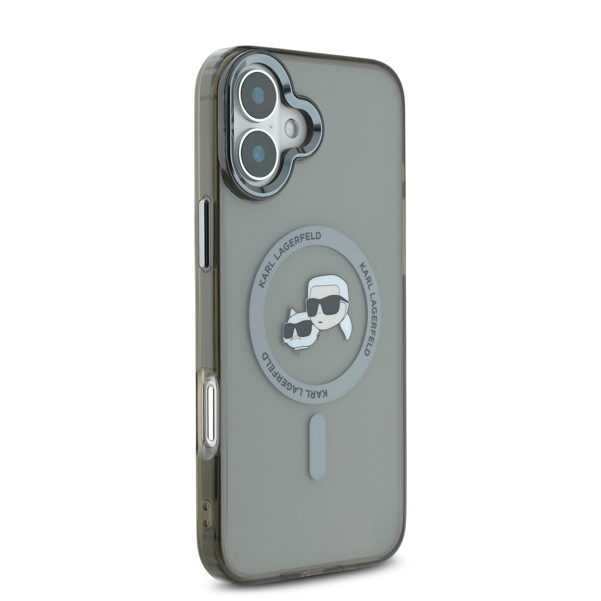 Karl Lagerfeld Magsafe Ringstand Case “Karl + Choupette’s Head” Θήκη προστασίας από σκληρό πλαστικό για iPhone 16 (Μαύρο – KLHMP16SHLSKCK)