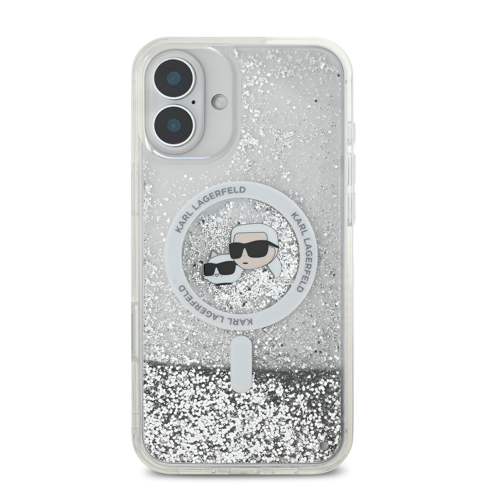 Karl Lagerfeld Magsafe Ringstand Liquid Glitter Hard Case Θήκη προστασίας από σκληρό πλαστικό – iPhone 16 (Glitter Διάφανη – KLHMP16SLGKCSGH)