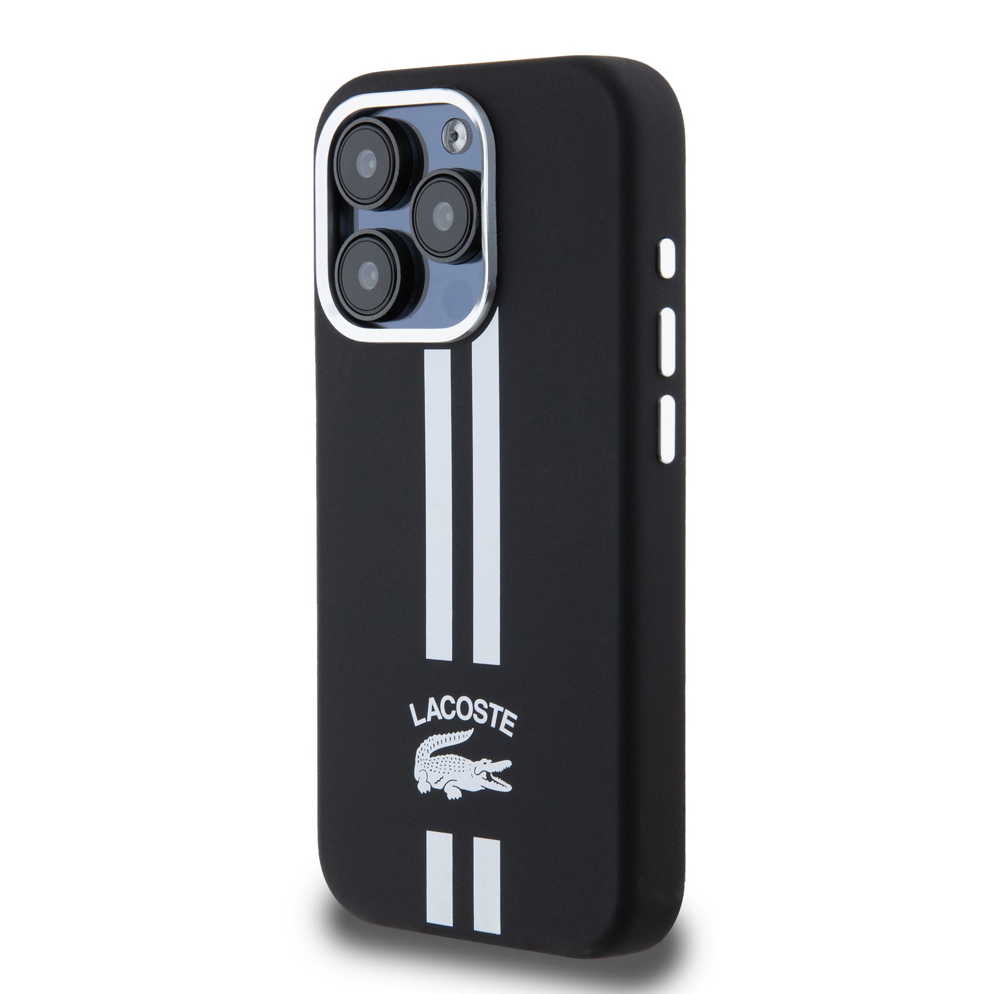 Lacoste Stripes Hard Case Θήκη προστασίας από Liquid σιλικόνη για iPhone 15 Pro (Μαύρο)