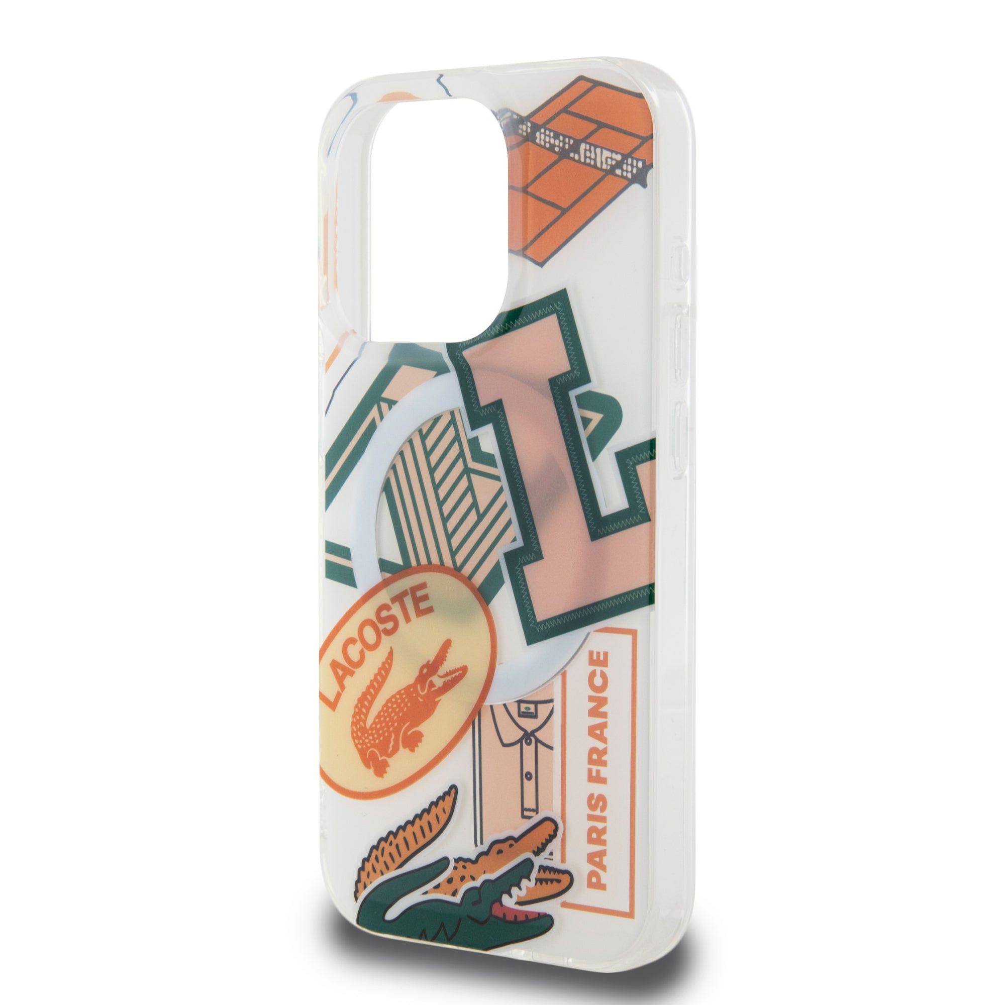 Lacoste Magsafe Double Layer Patch Hard Case Θήκη προστασίας από Σιλικόνη για iPhone 15 Pro (White/Orange)