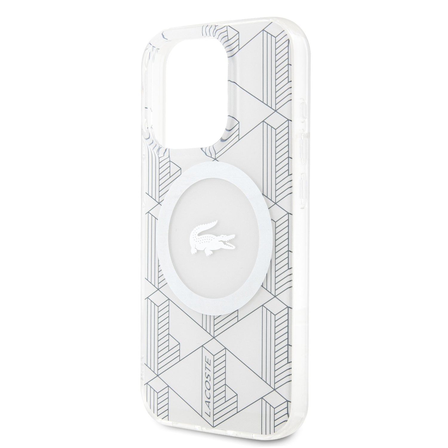 Lacoste Magsafe Monogram Croc Logo Hard Case Θήκη προστασίας από Σιλικόνη για iPhone 15 Pro Max (Farine/Silver)